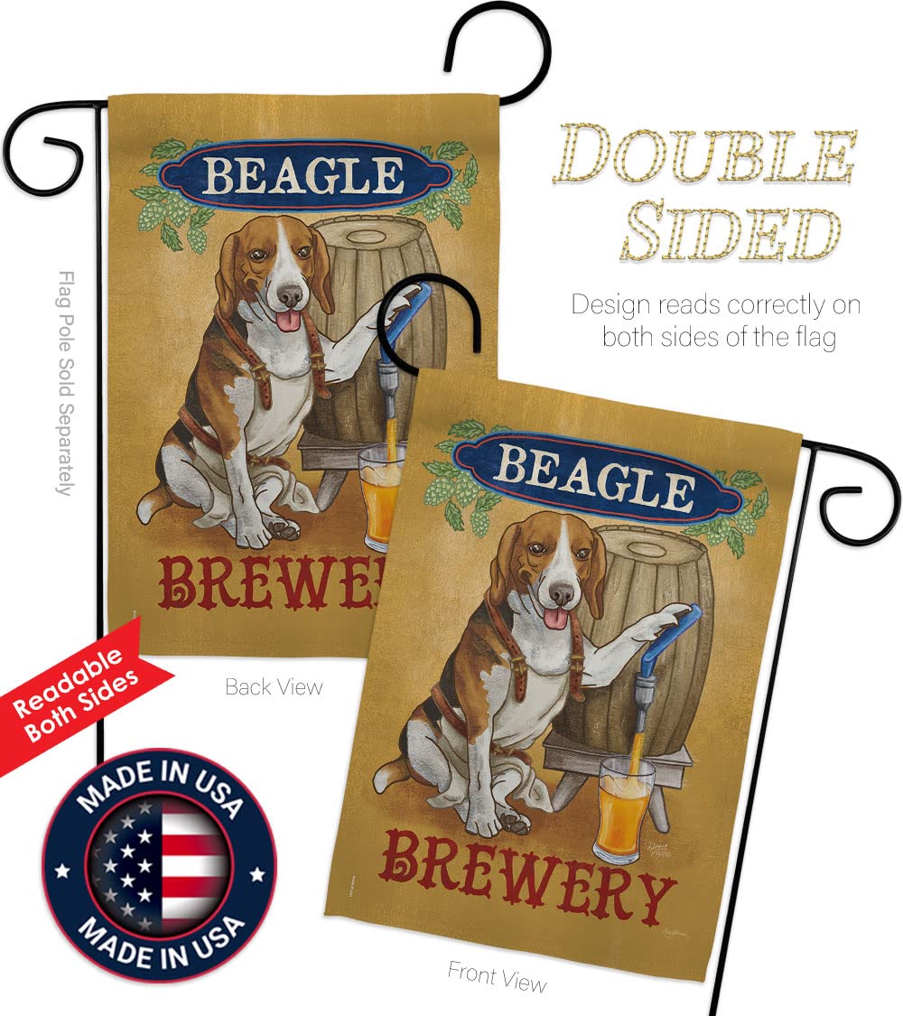 Beagle Brewery Garden Flag Set with Stand - Double-Sided Dog Decor for Yard & Home