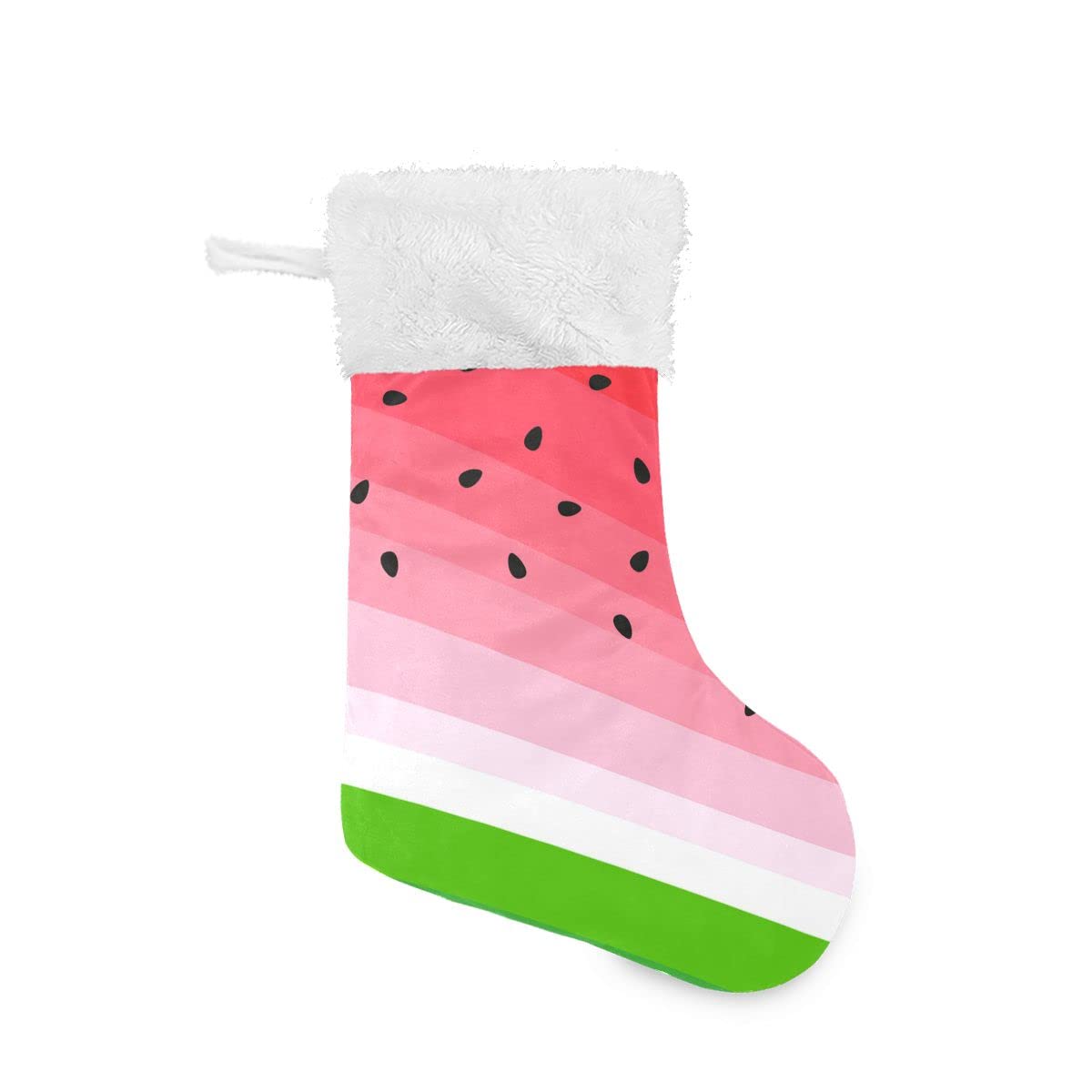 ALAZA 18 Inch Burlap Christmas Stockings with Watermelon Stripes & Plush Faux Fur Cuff - Family Holiday Decor for Xmas Party, Fireplace Mantel & Gift Exchange