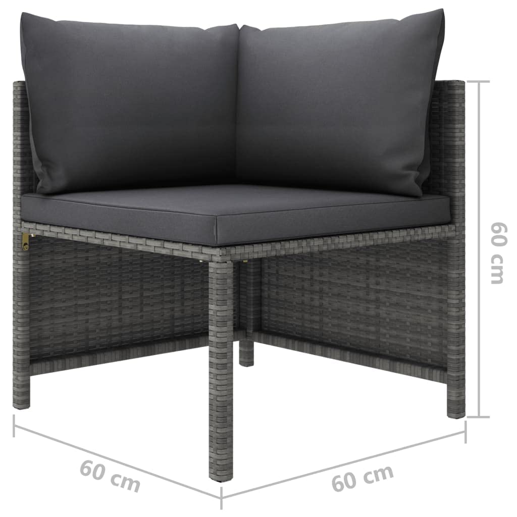 7-Piece Outdoor Patio Lounge Set - Gray & Anthracite Poly Rattan Garden Furniture with Removable Cushions & Convertible Footstool - Modular Arrangement for Backyard, Poolside, or Terrace Relaxation