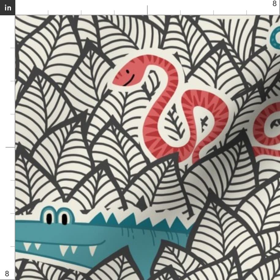 Gender Neutral Jungle Leaves Animals Lion Monkey Toucan Printed Organic Cotton Sateen Fabric - Fat Quarter for Sewing, Quilting, Apparel & Home Decor | Perfect for Nursery Curtains, Baby Blankets & Boho Home Decor