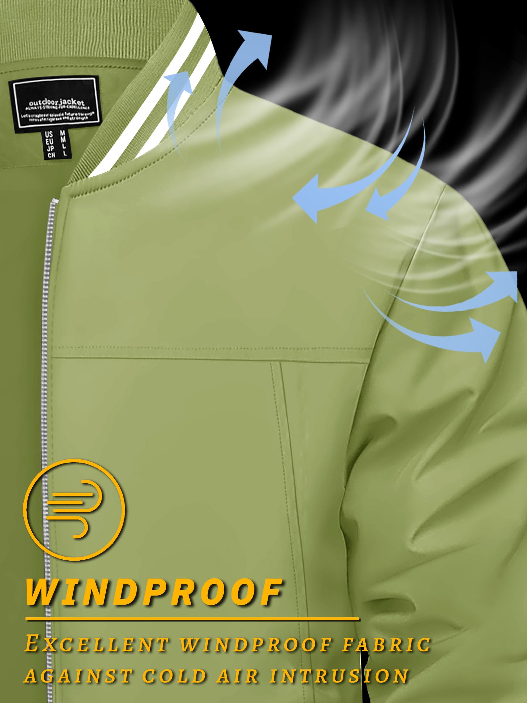 TACVASEN Men's Lightweight Jacket - Windproof Bomber Jacket with Zipper & Pockets for Spring/Fall | Casual Outerwear for Hiking, Travel & Everyday Wear