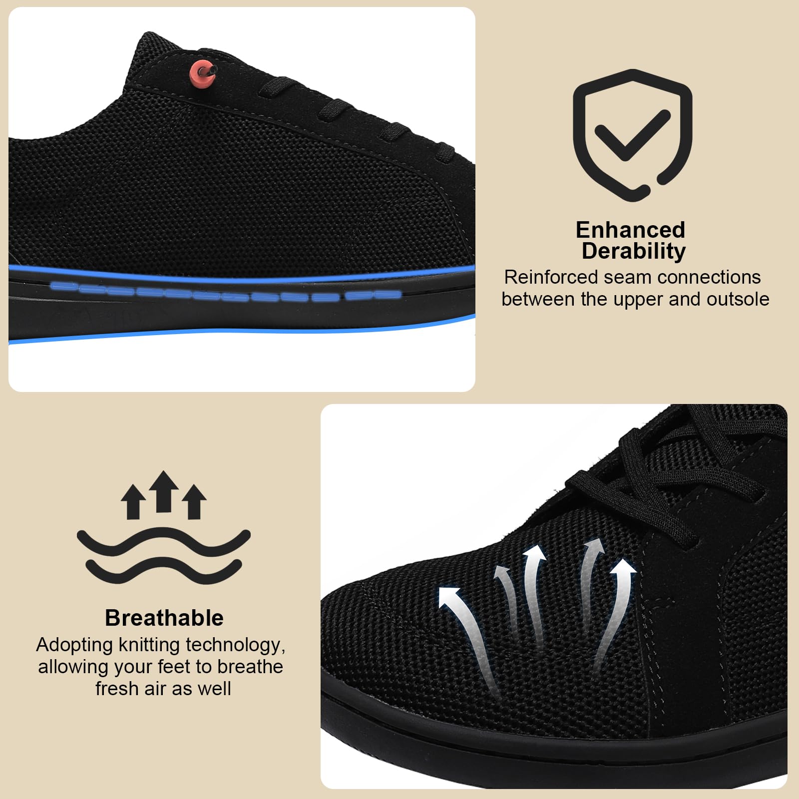 Men's Barefoot Wide Toe Box Shoes - Zero Drop Minimalist Slip-On Walking Shoes for Wide Feet | Perfect for Natural Movement, Gym Training & Outdoor Activities