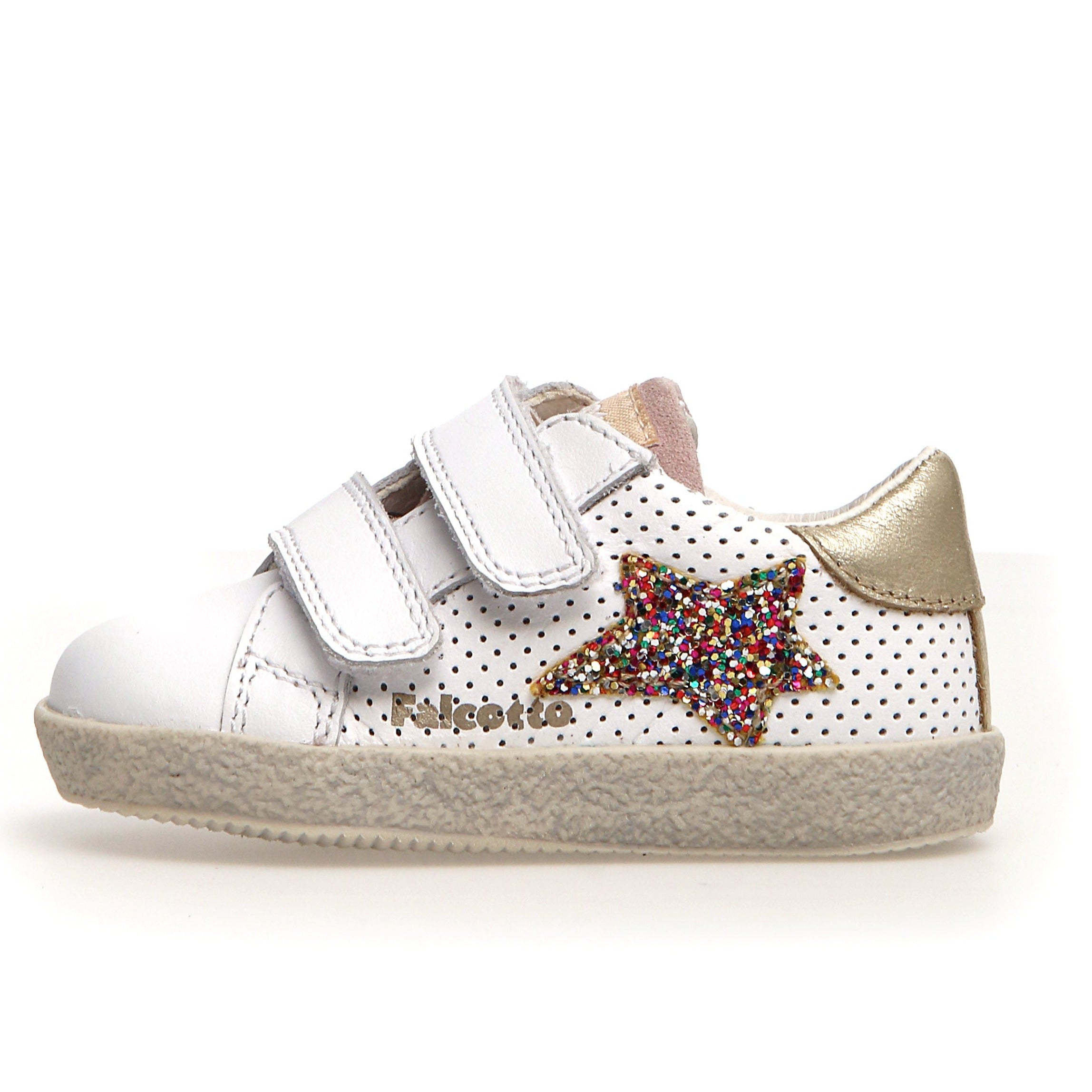 Falcotto Girls' Alnoite Fashion Sneakers - White/Platinum - Comfortable Casual Shoes for School, Play & Everyday Wear