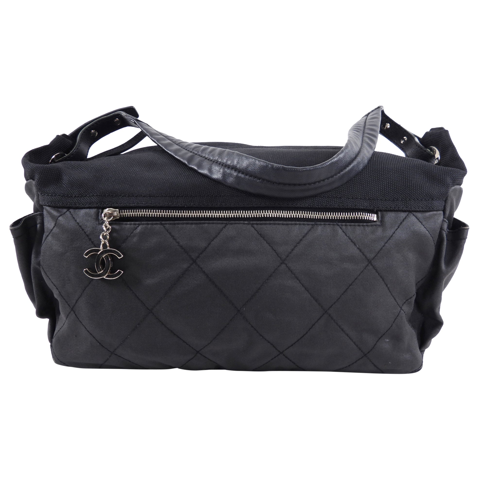 Chanel Paris Biarritz Coated Canvas Quilted Shoulder Bag for Women - Luxury Designer Handbag for Work, Travel & Evening Events