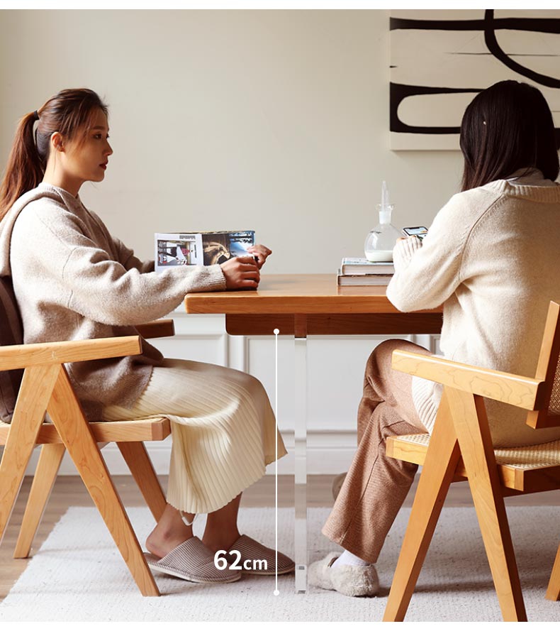 Solid Oak & Cherry Wood Acrylic Suspension Dining Table - Modern Floating Design for Small Spaces, Kitchens & Contemporary Dining Rooms