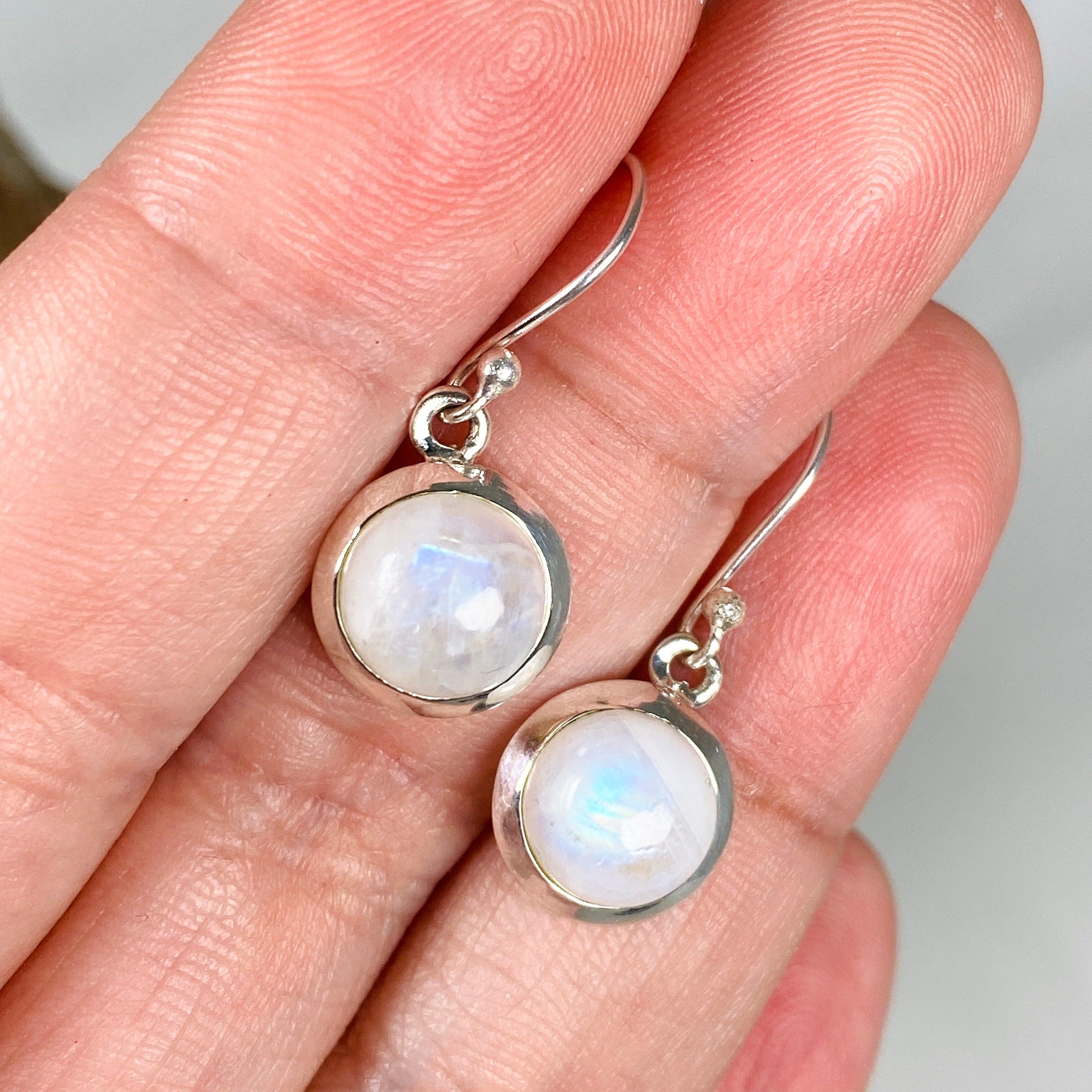 Moonstone Round Earrings KEGJ1400 – Elegant Sterling Silver Dangle Earrings for Women | Perfect for Weddings, Parties & Everyday Wear