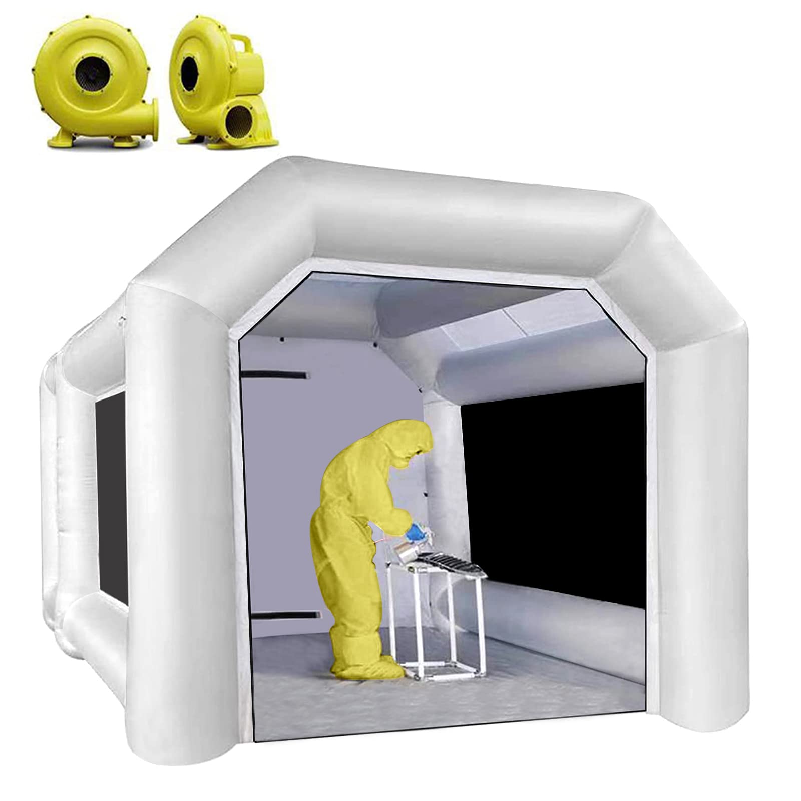 13x10x8FT Portable Inflatable Paint Booth Tent with Dual 450W Blower Fans - Professional Auto Painting Station for Cars, Furniture & DIY Projects | Perfect for Auto Body Shops, Home Garage & Industrial Spray Painting