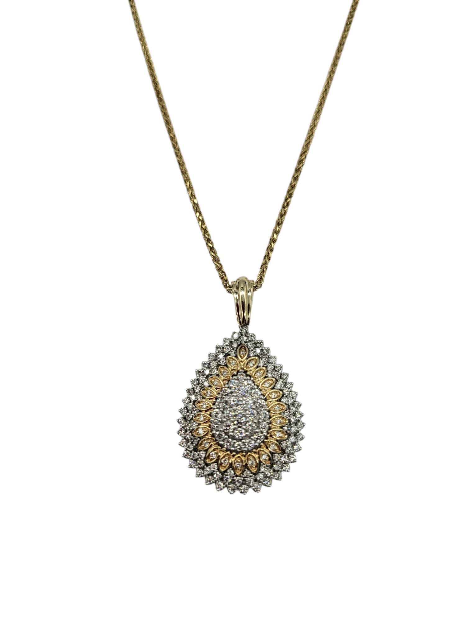 Exquisite Pear Shaped Diamond Cluster Pendant Necklace - 14K White Gold Dangle Jewelry for Women - Perfect for Weddings, Anniversaries & Special Occasions