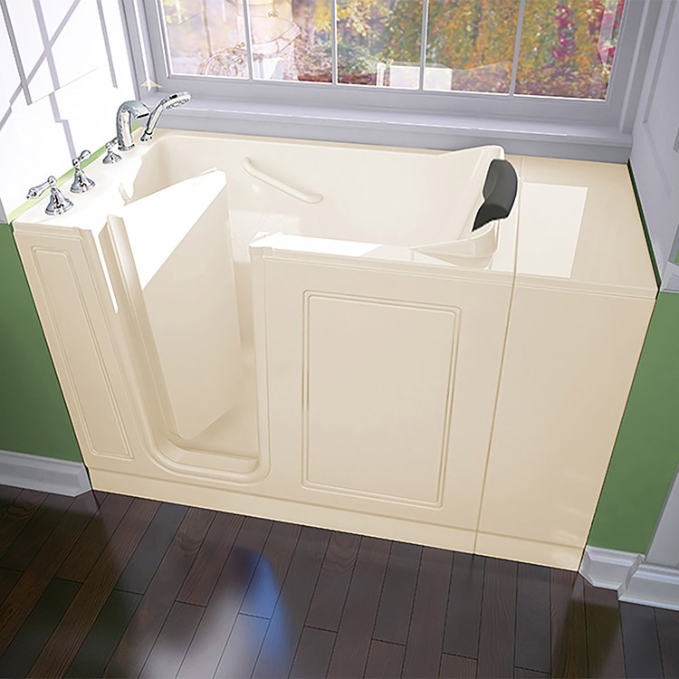 2848 Series 28W x 48L Acrylic Walk-In Soaking Bathtub with Left Hand Drain & Faucet - Perfect for Small Bathrooms, Spa-Like Relaxation at Home