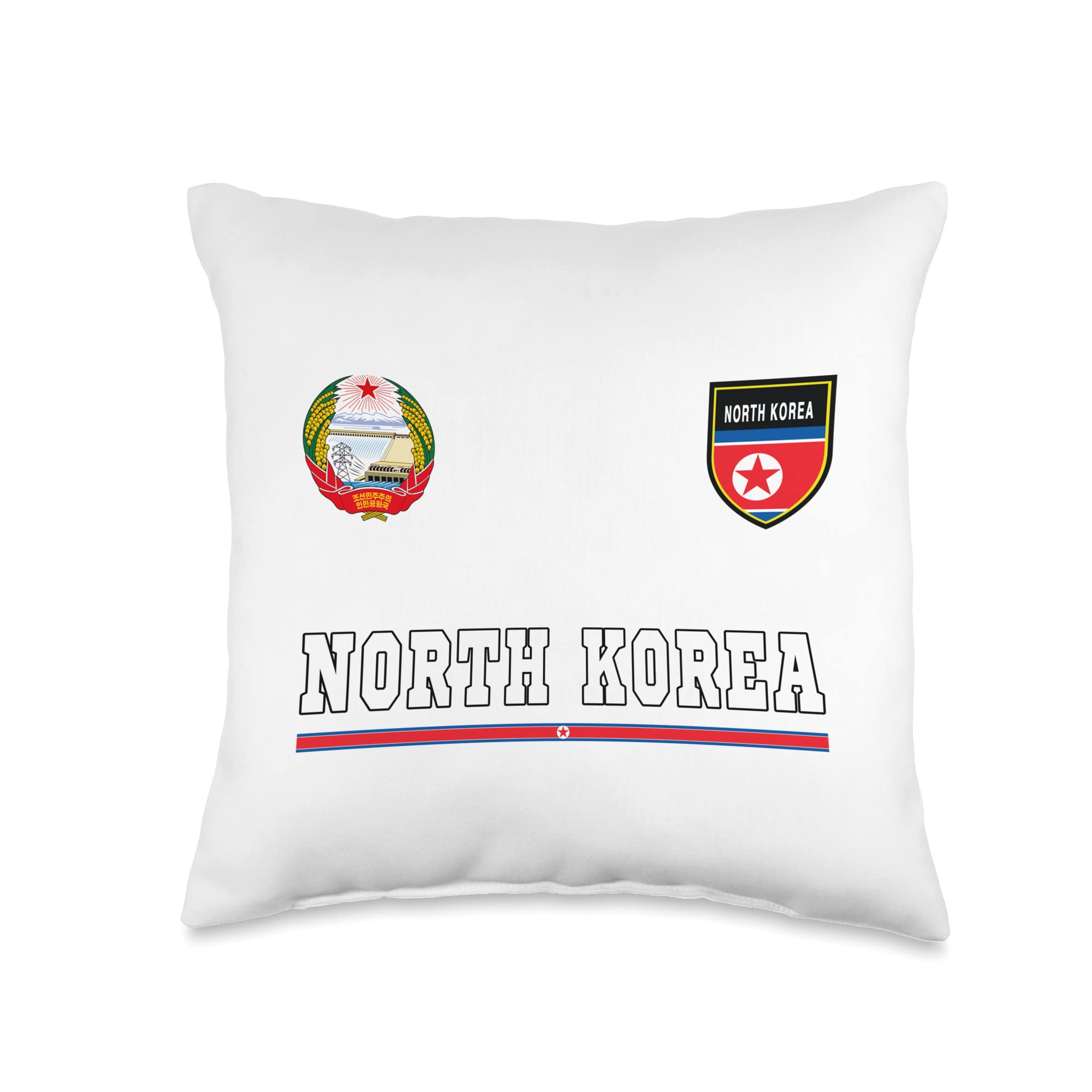 North Korea Soccer Jersey T-Shirt - Korean Flag Football Jersey, 16x16 Inch Multicolor Throw Pillow - Perfect for Sports Fans, Home Decor & Gift Giving