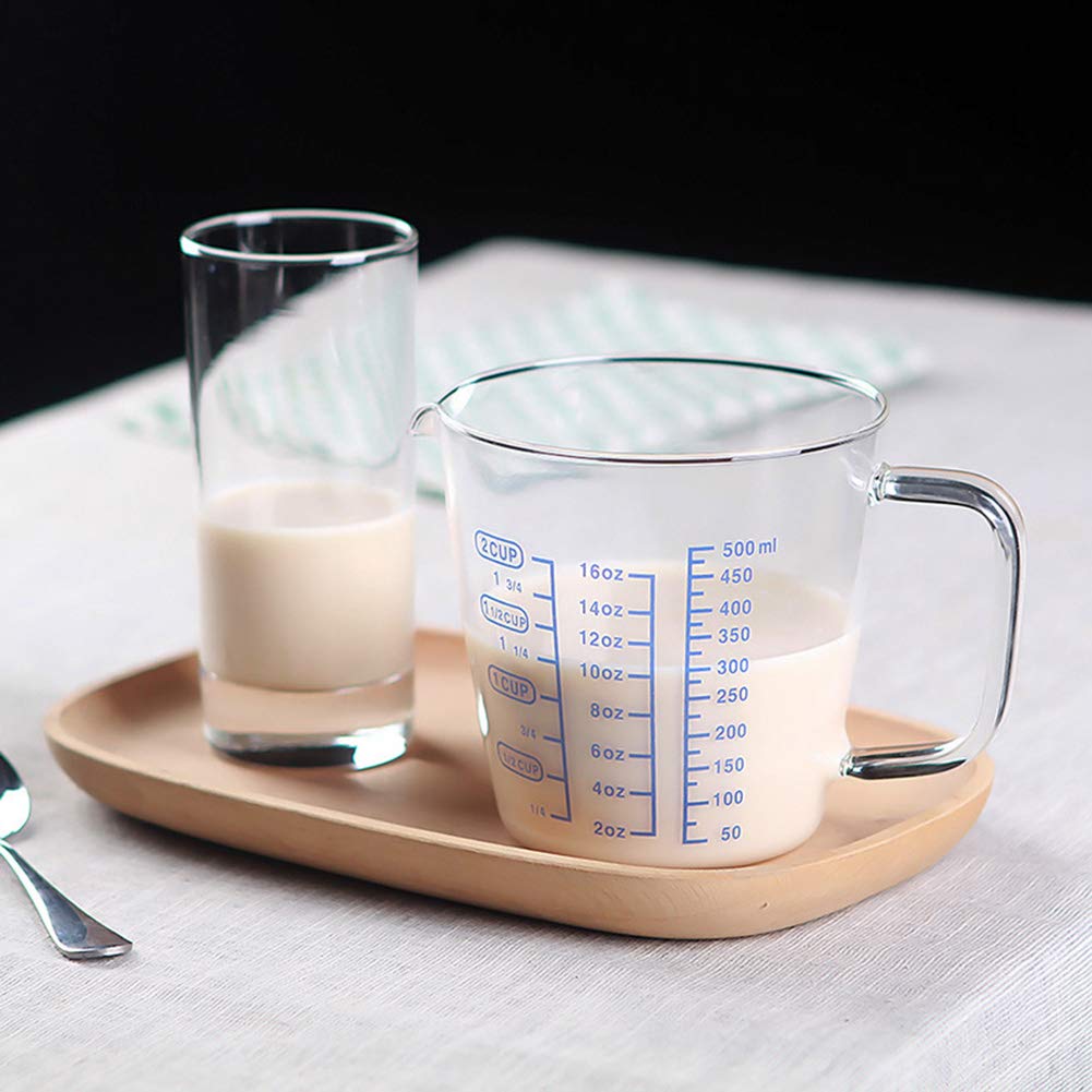 2 Cup Glass Measuring Cup with Measurements - 500ML (16 oz) for Baking, Cooking & Mixing - Perfect for Milk, Coffee, Liquid Ingredients & Kitchen Recipes