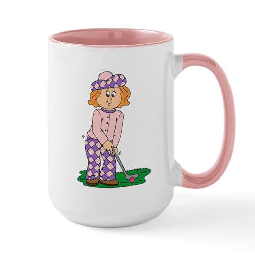White/Pink Inside - Large Golf Mug