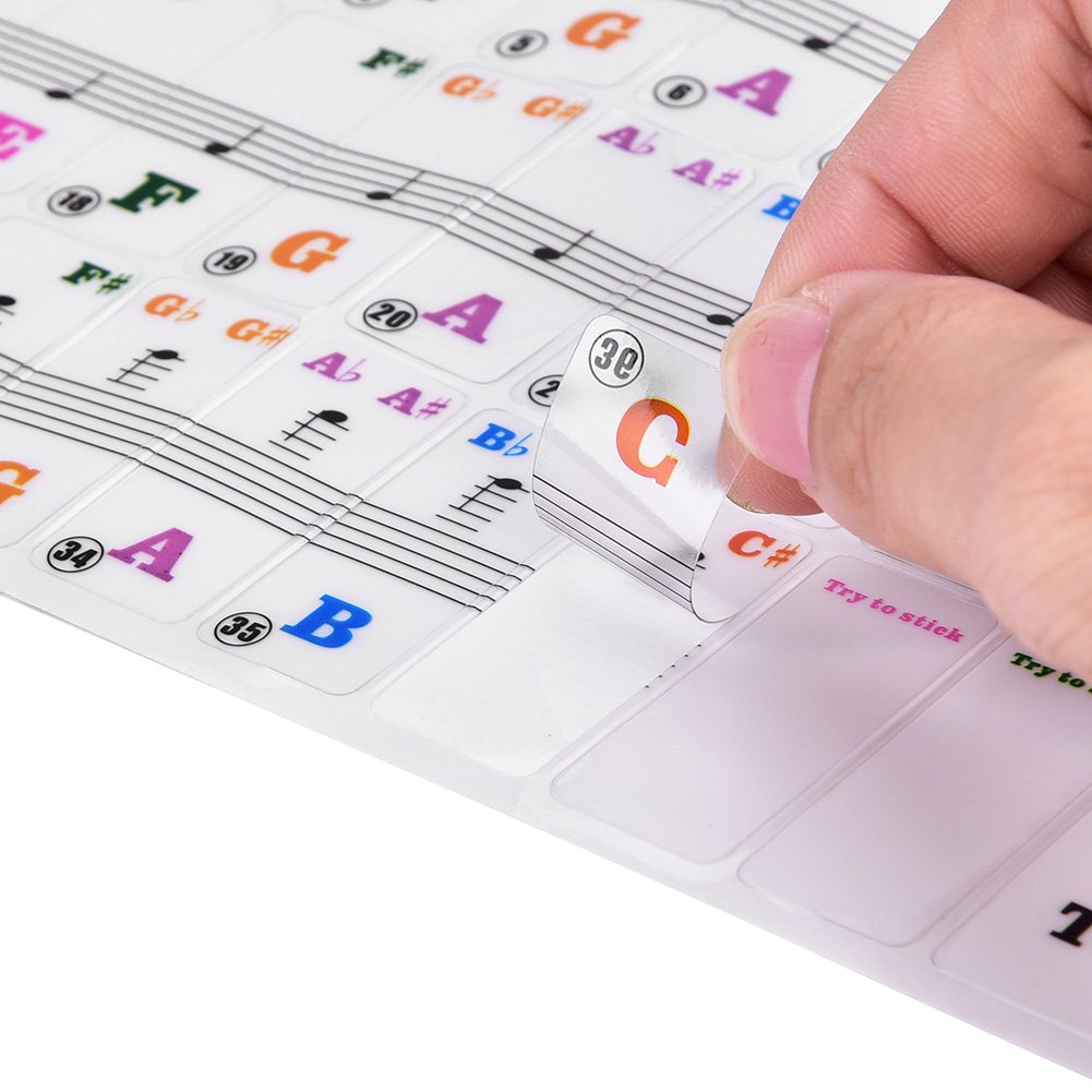 Yosoo Removable Colorful Piano Keyboard Stickers for 61 Keys - Perfect for Kids & Beginners Learning Piano - Great for Home Practice, Music Lessons & Classroom Use