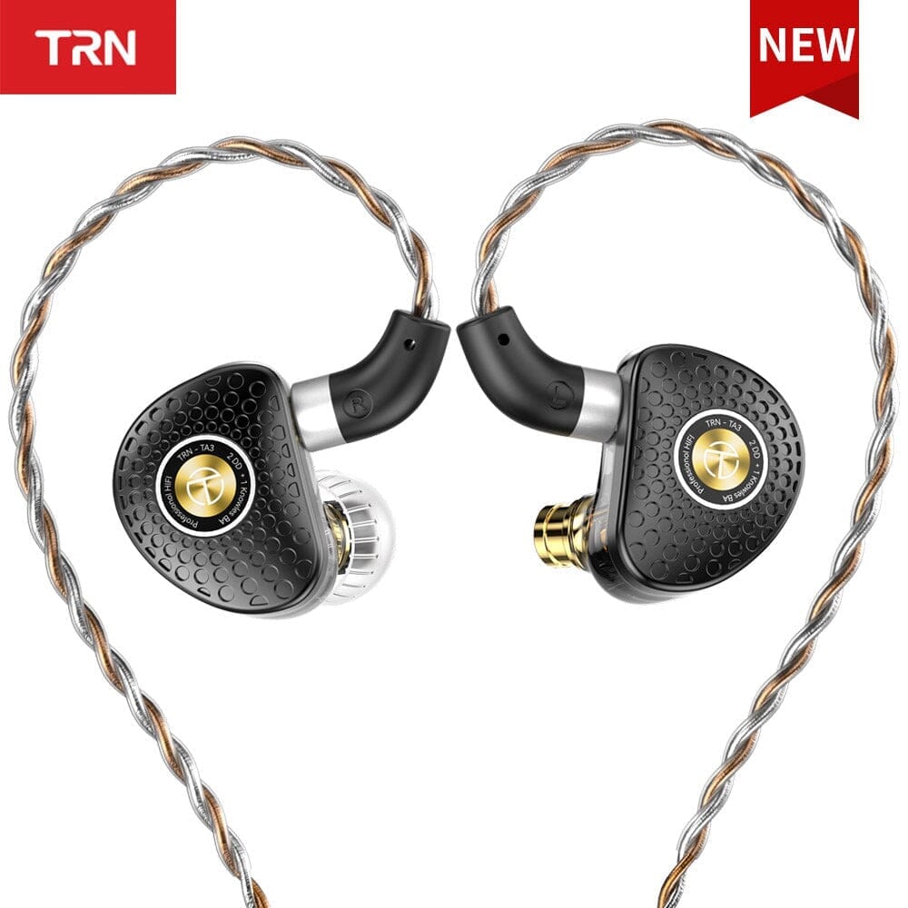 TRN TA3 Hybrid 2DD+1BA Knowles Balanced Armature In-Ear Monitors with Interchangeable 2.5mm/3.5mm/4.4mm Connectors - Perfect for Audiophiles, Musicians & Studio Monitoring