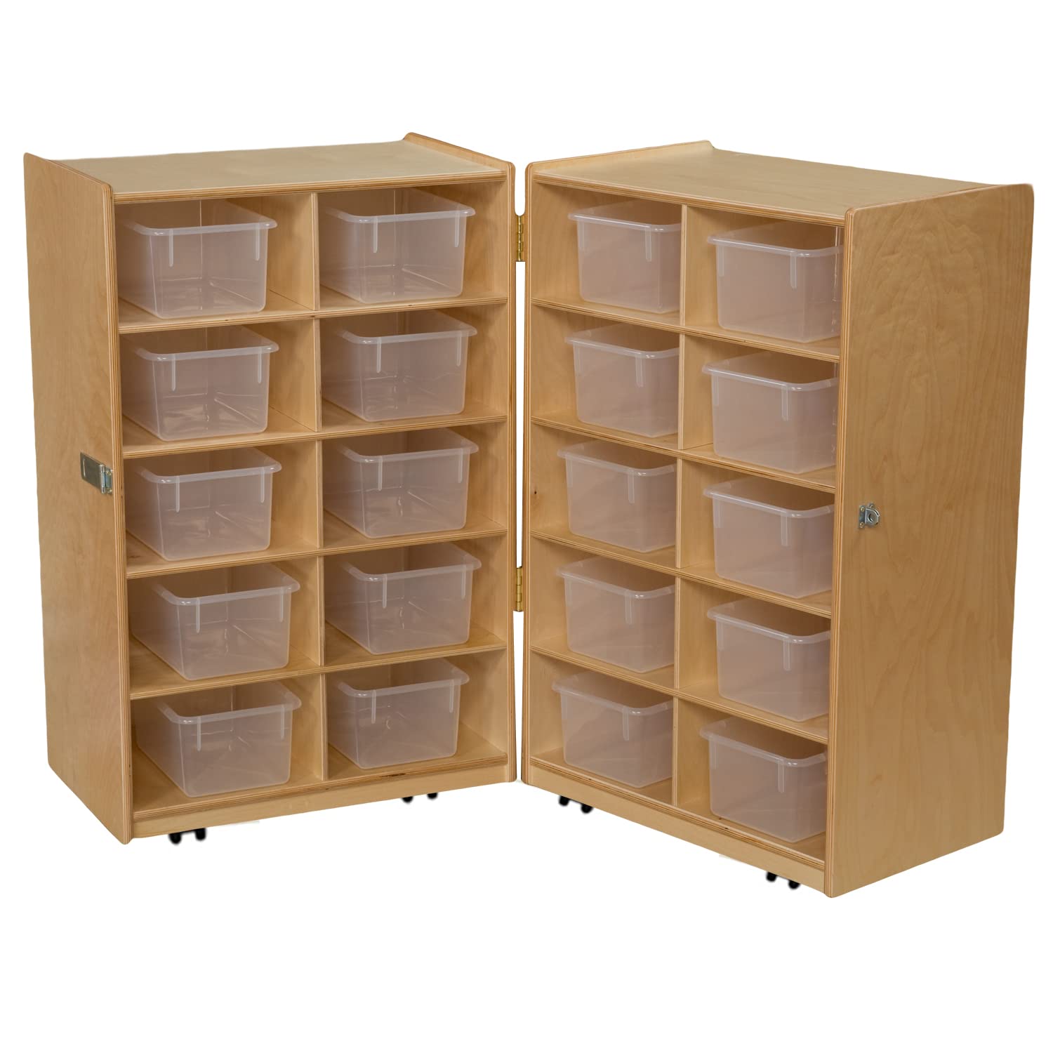 Wood Designs 16201 Folding Vertical Storage Organizer with 20 Translucent Trays - Space-Saving Solution for Craft Rooms, Offices & Closets