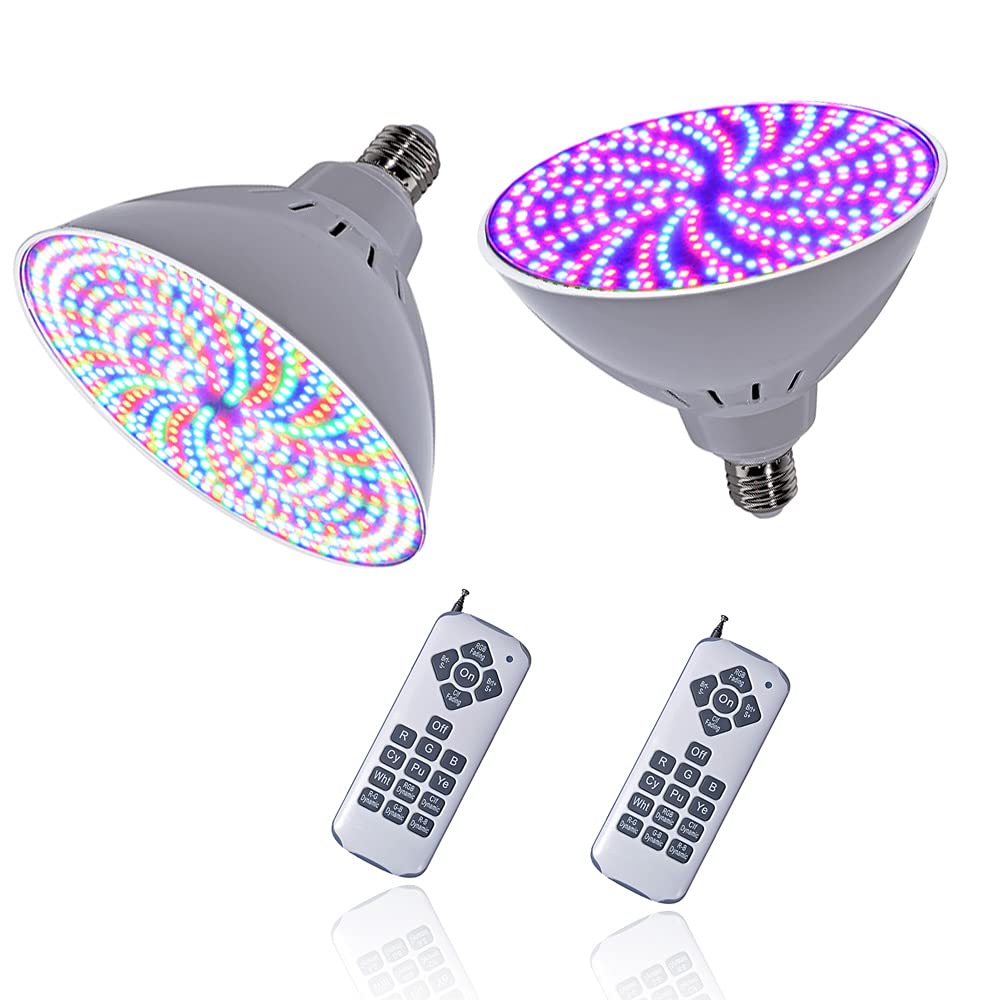 2PCS Astra Depot 468-LED RGB Pool Light Bulbs for Inground Pools - AC 120V Waterproof Color Changing Lights with 12 Modes - Perfect for Backyard, Spa, and Landscape Lighting
