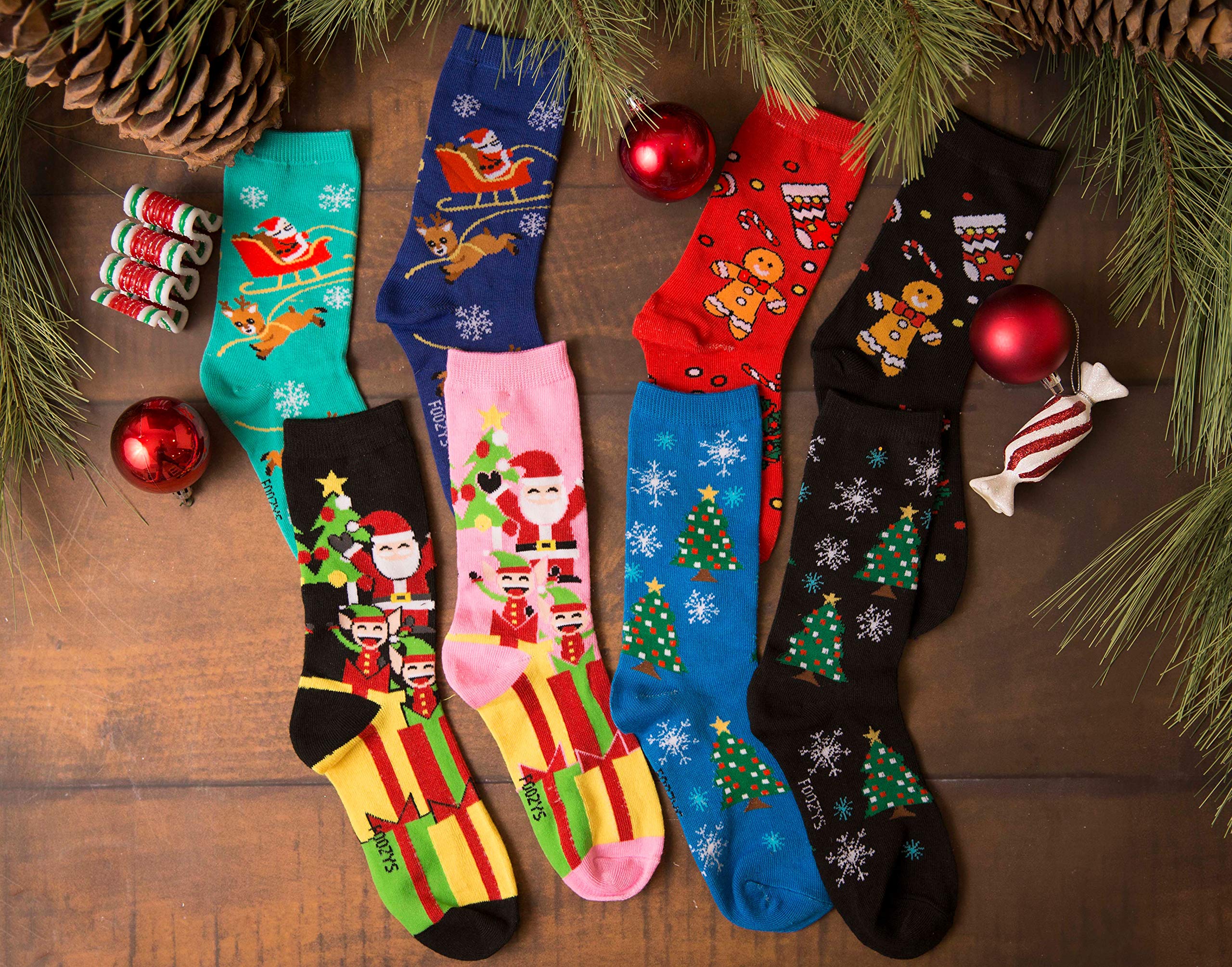 Foozys Women's Holiday Crew Socks - Christmas Novelty Socks for Women - 2 Pairs Pack - Cozy & Festive Winter Socks for Gifts, Parties & Casual Wear
