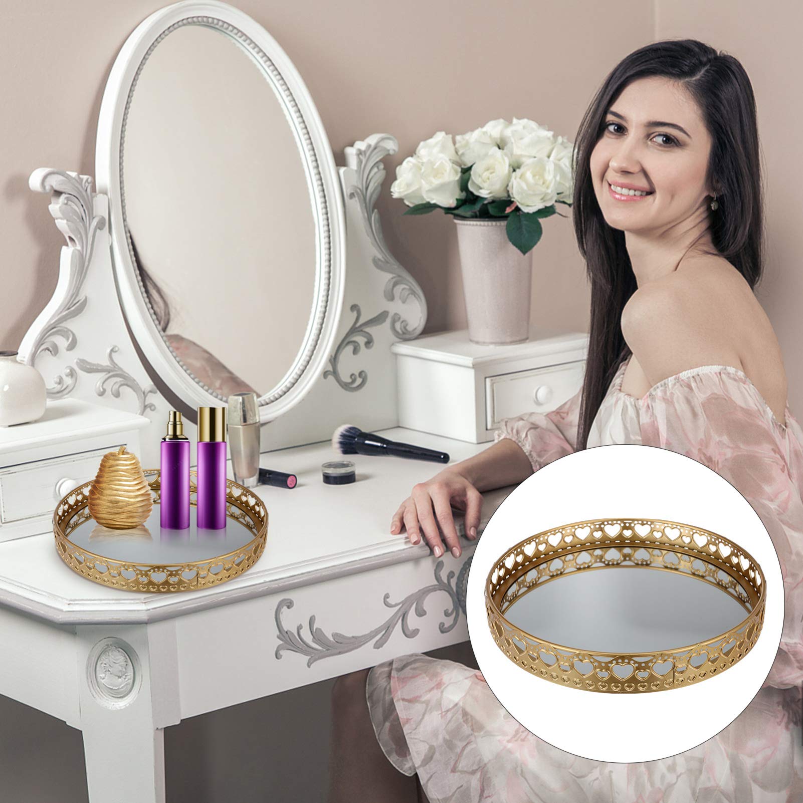 Elegant European-Style Mirror Tray - Multipurpose Glass Plate for Jewelry Storage, Cosmetics Organizer & Home Decor | Perfect for Vanity, Dresser & Bathroom Organization