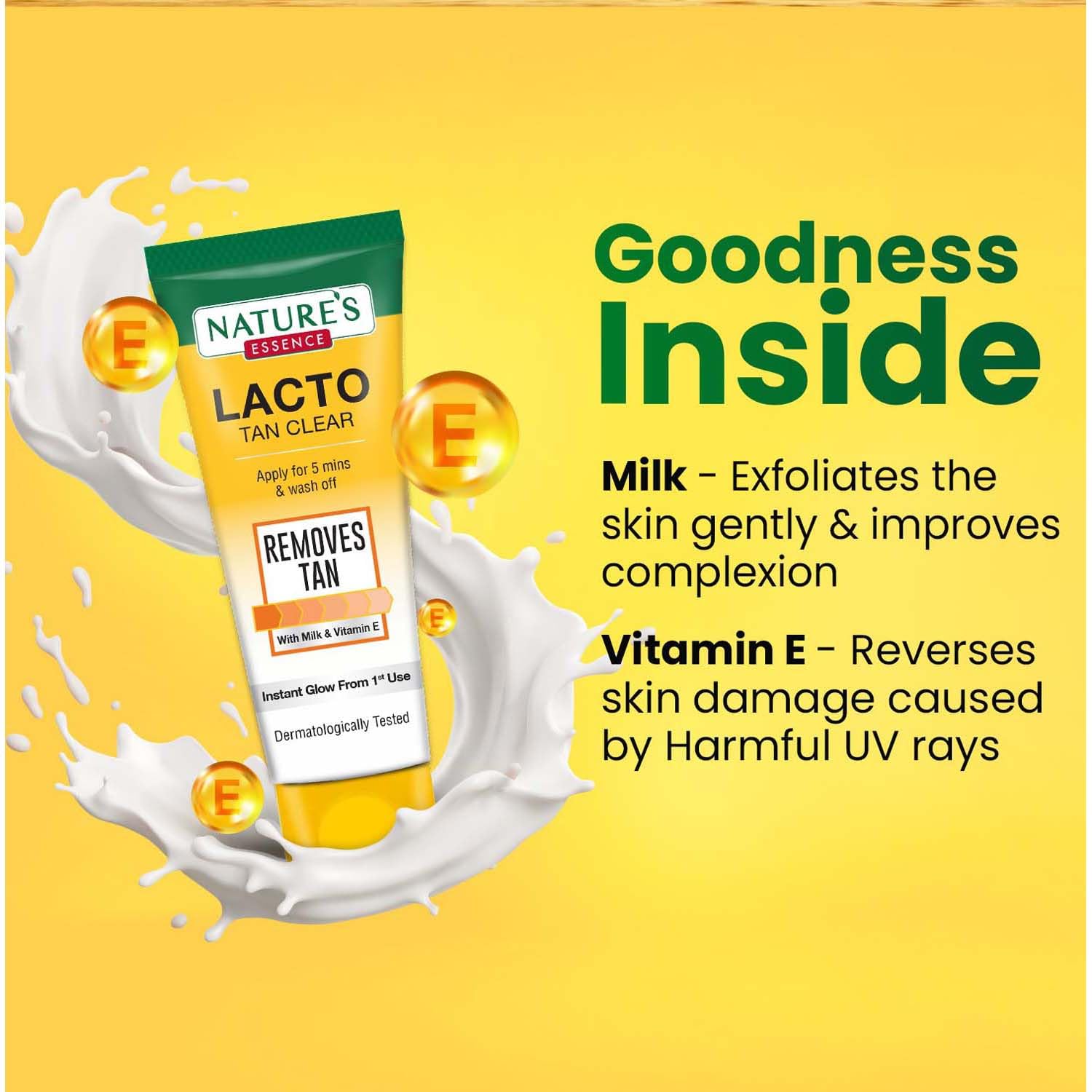 NATURES ESSENCE Lacto Tan Clear Skin Lightening Cream - 50g | Natural Glow & Even Tone | For Face & Body | Brightening & Hydrating Skincare