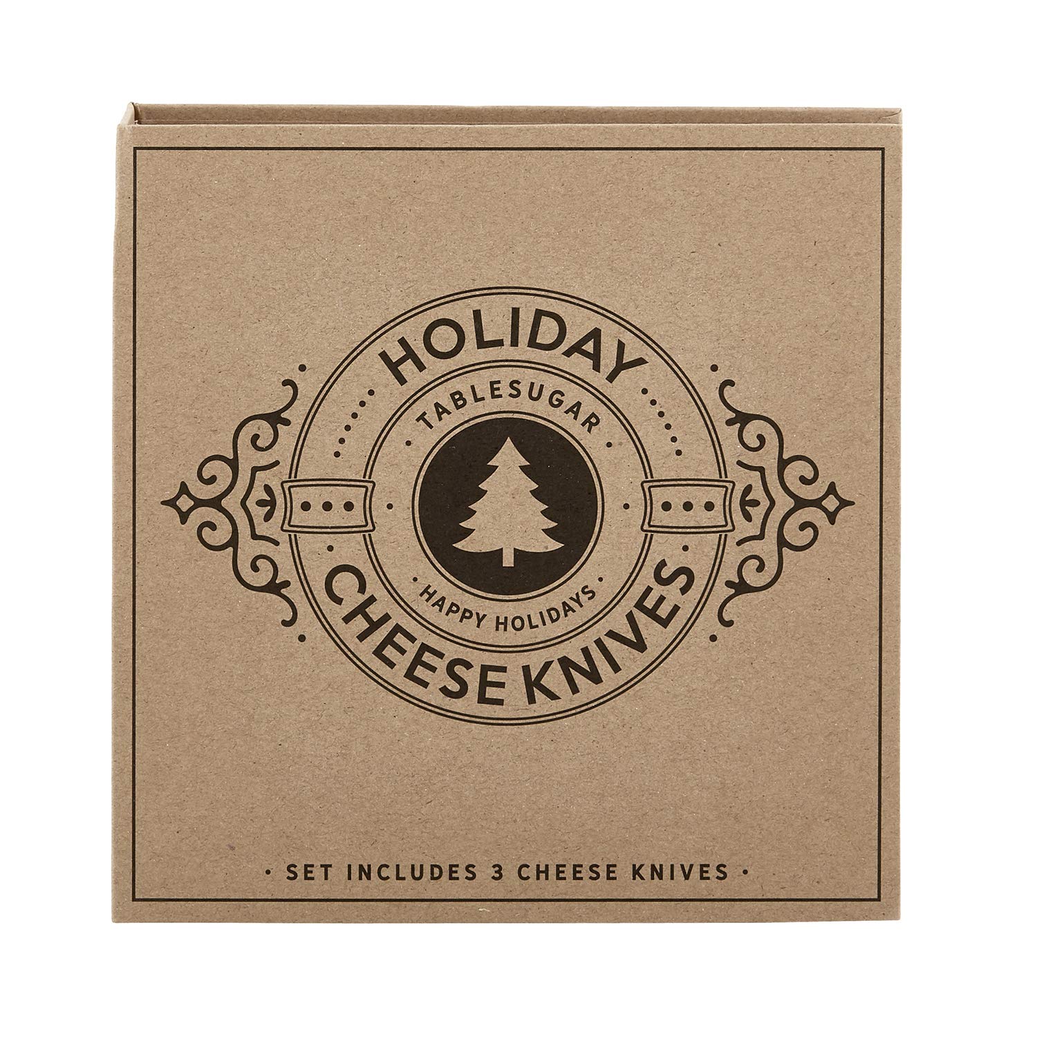 Santa Barbara Design Studio 3-Piece Cheese Knife Gift Set - Rustic Kraft Cardboard Box, Kitchen Essentials for Holiday Gifts & Entertaining | Perfect for Cheese Platters, Wine Parties & Housewarming Presents