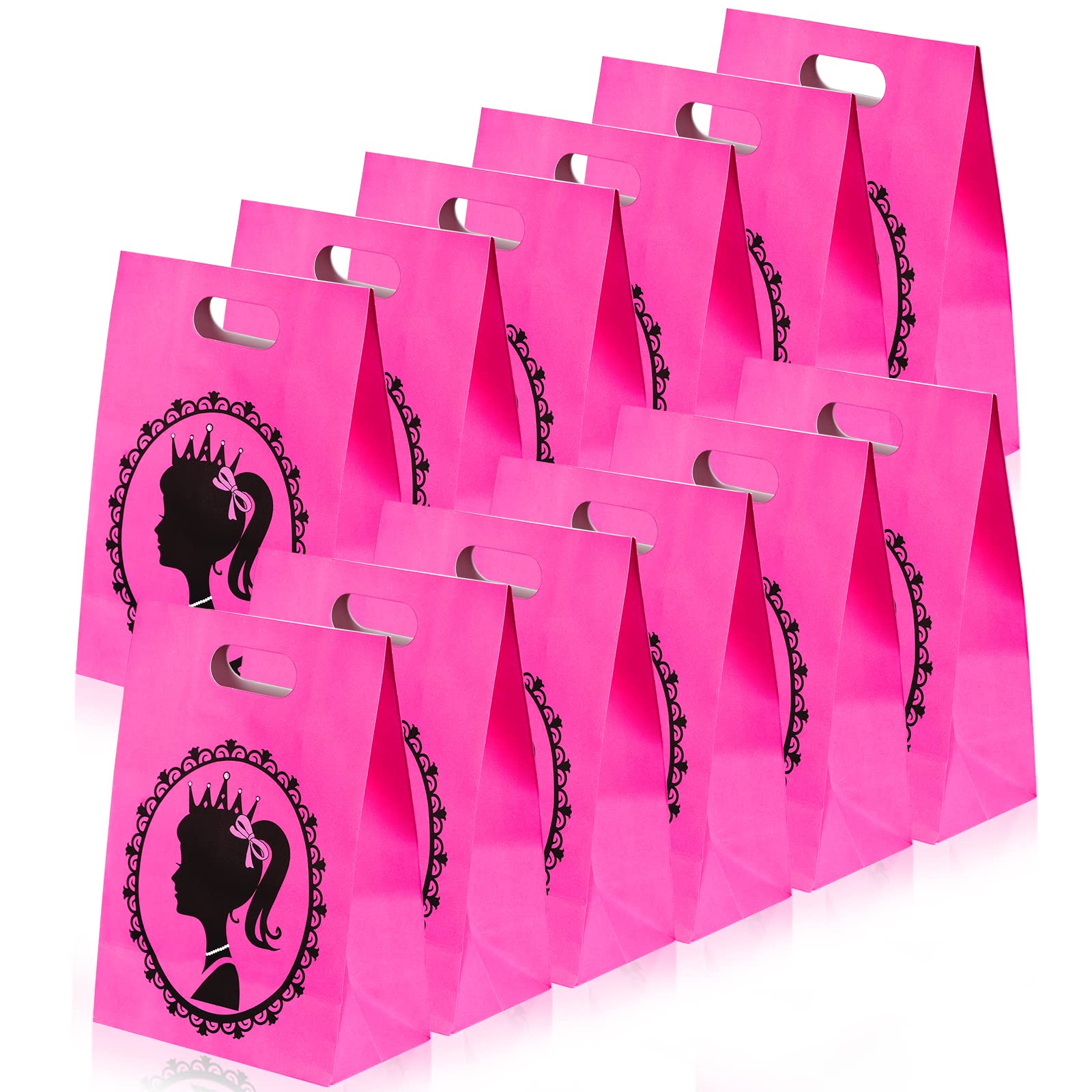 24-Piece Cute Girl Party Favor Bags - Black Princess Themed Gift Bags for Candy & Treats | Perfect for Birthday Parties, Baby Showers & Themed Events (Rose Red)