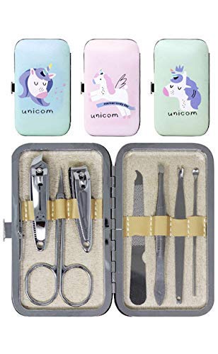 Premium 7-in-1 Unicorn Stainless Steel Nail Clipper Set with Leather Case - Professional Manicure & Pedicure Kit for Travel, Home & Salon Use - Perfect Grooming Gift for Women & Men