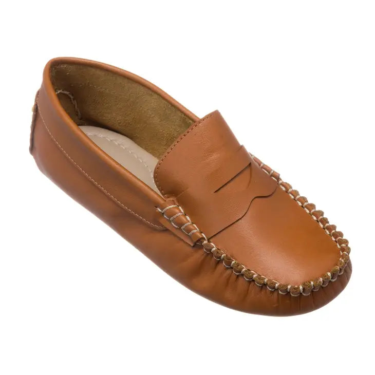Elephantito Boys Girls Loafers - Comfortable Kids Shoes for School & Casual Wear - Natural Leather Slip-Ons for Toddlers & Children
