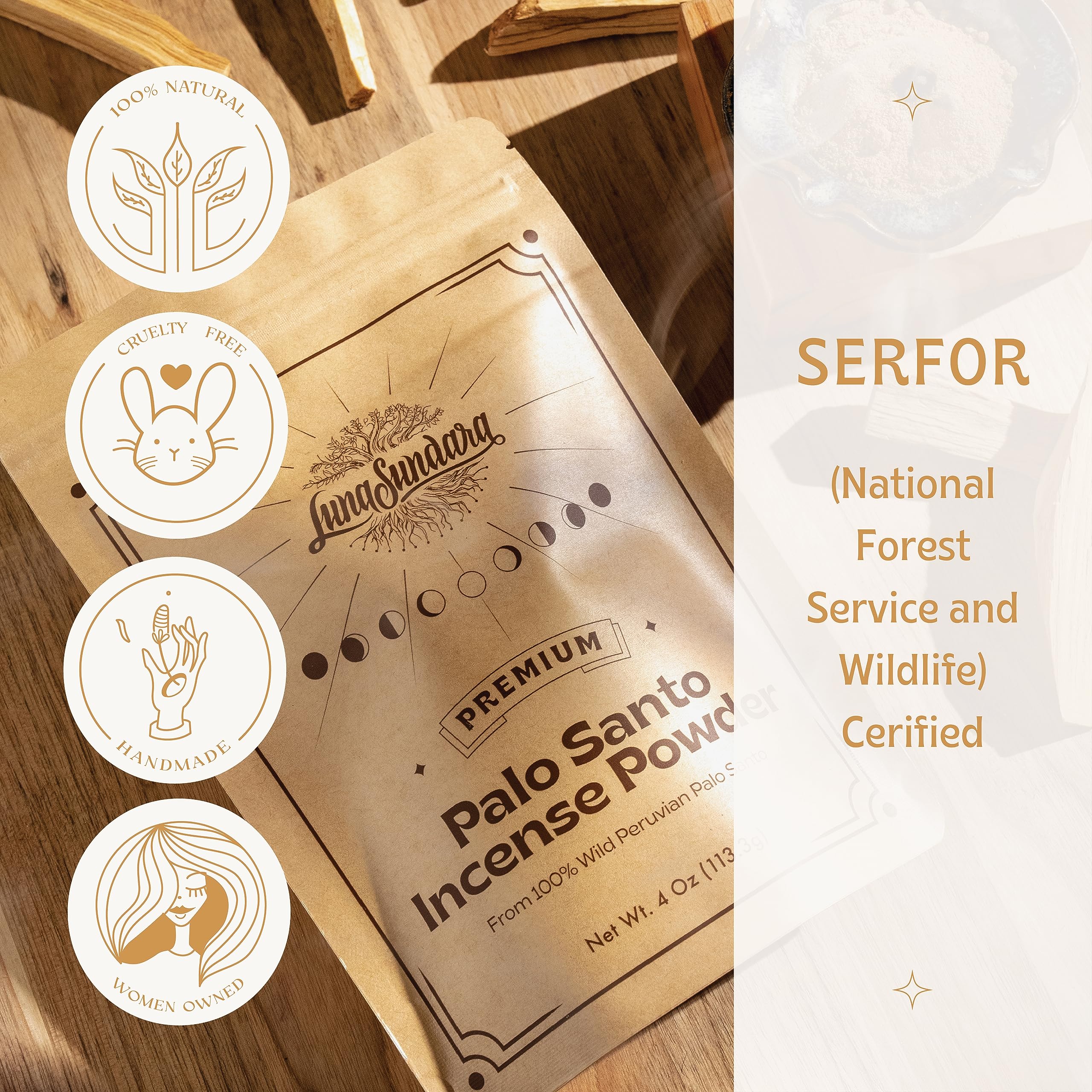 **100% Wild Peruvian Palo Santo Powder (4oz) - Sustainably Sourced Bursera Graveolens Wood for Smudging, Aromatherapy & DIY Incense - Perfect for Meditation, Yoga & Home Cleansing**