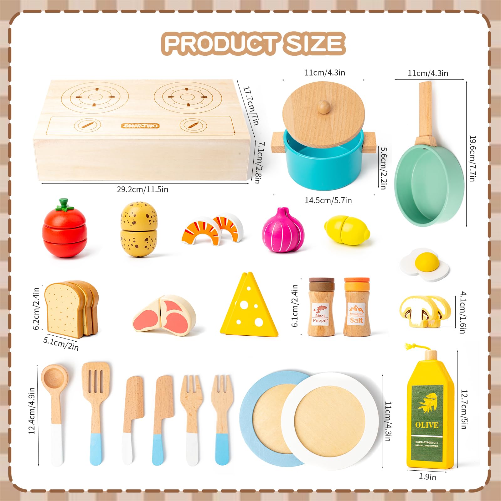 **27-Piece Wooden Pretend Play Cooking Set for Kids - Kitchen Accessories with Dishes, Pots, Pans & Utensils - Educational Toy Gift for Toddlers Ages 3-5 (Boys & Girls) - Perfect for Role-Playing & Early Learning**
