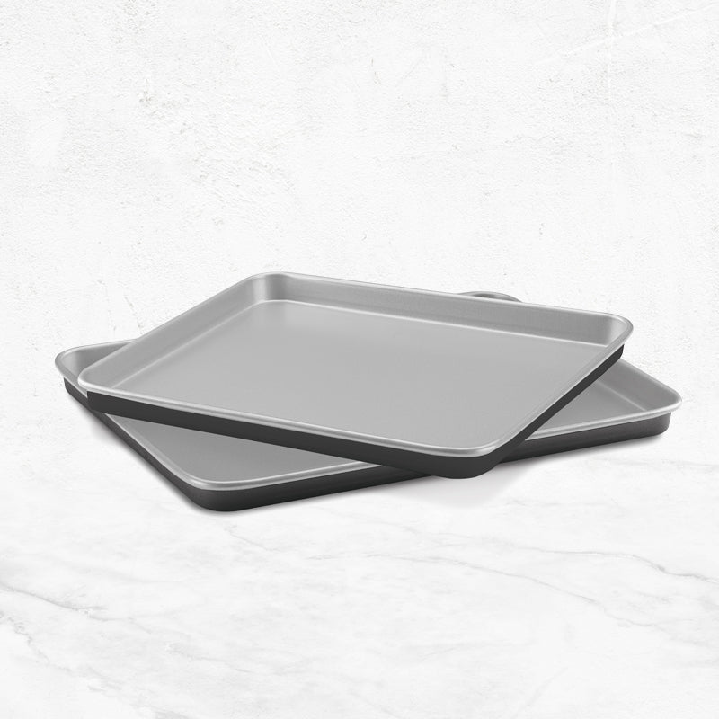 Cuisinart Non-Stick Baking & Cookie Sheet Set - 3-Piece Stainless Steel Cookie Pan for Oven, Baking, Roasting - Perfect for Cookies, Pastries, and Sheet Pan Dinners