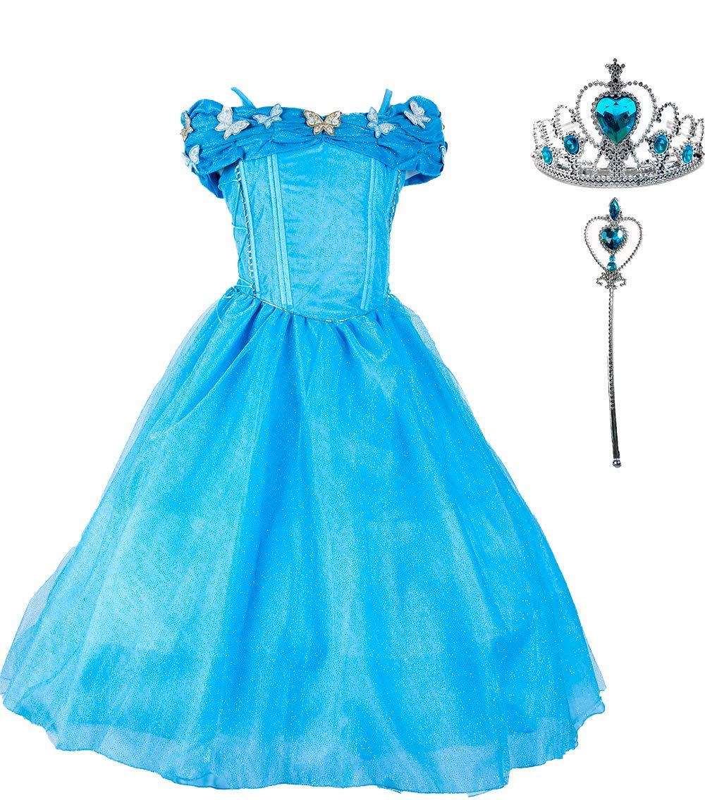 **Princess Dress Costume for Girls with Butterfly Wings & Accessories – Perfect for Birthday Parties, Halloween & Dress-Up Play**