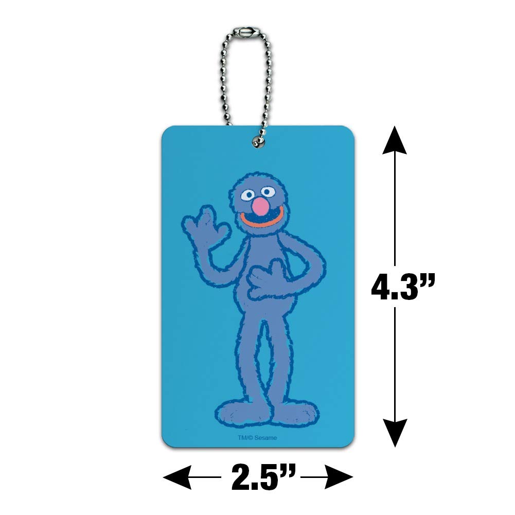 Vintage Sesame Street Grover Distressed Luggage Tag - Cute Cartoon Character Suitcase ID Tag for Kids & Adults - Perfect for Travel, Backpacks, and Carry-On Bags