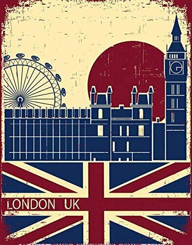Vintage London UK England Travel Sticker - 3x4 Inch Magnetic Vinyl Decal for Fridge, Laptop & Car | Great Britain Souvenir, Gift & Home Decor