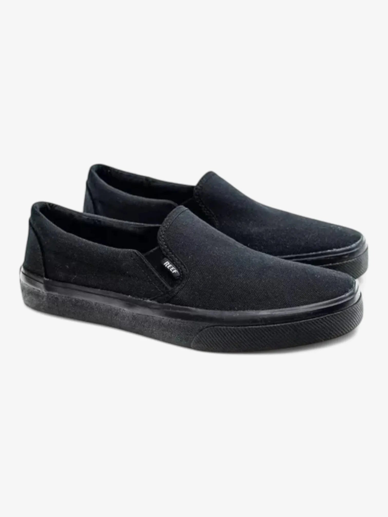 Reef Maui Slip-On Sneakers for Men & Women - Comfortable Black Canvas Casual Shoes | Perfect for Beach, Travel & Everyday Wear