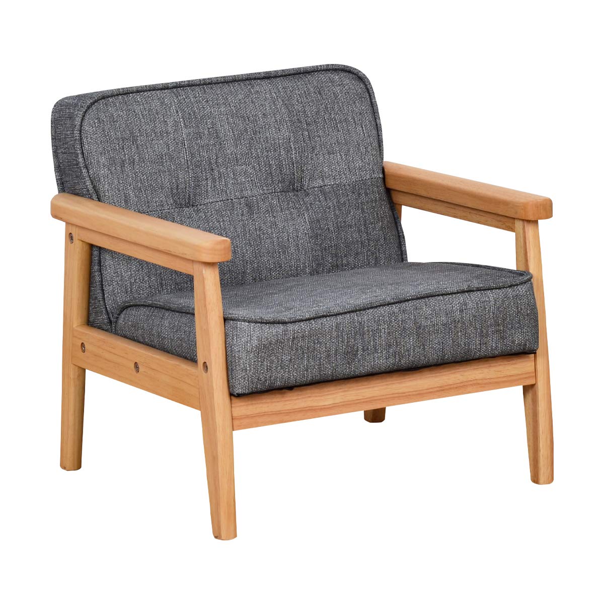 Kids Upholstered Armchair with Solid Wood Frame & Linen Fabric - Toddler Reading Chair, Playroom Seating, Nursery Decor Gift (Dark Grey, Light Grey)