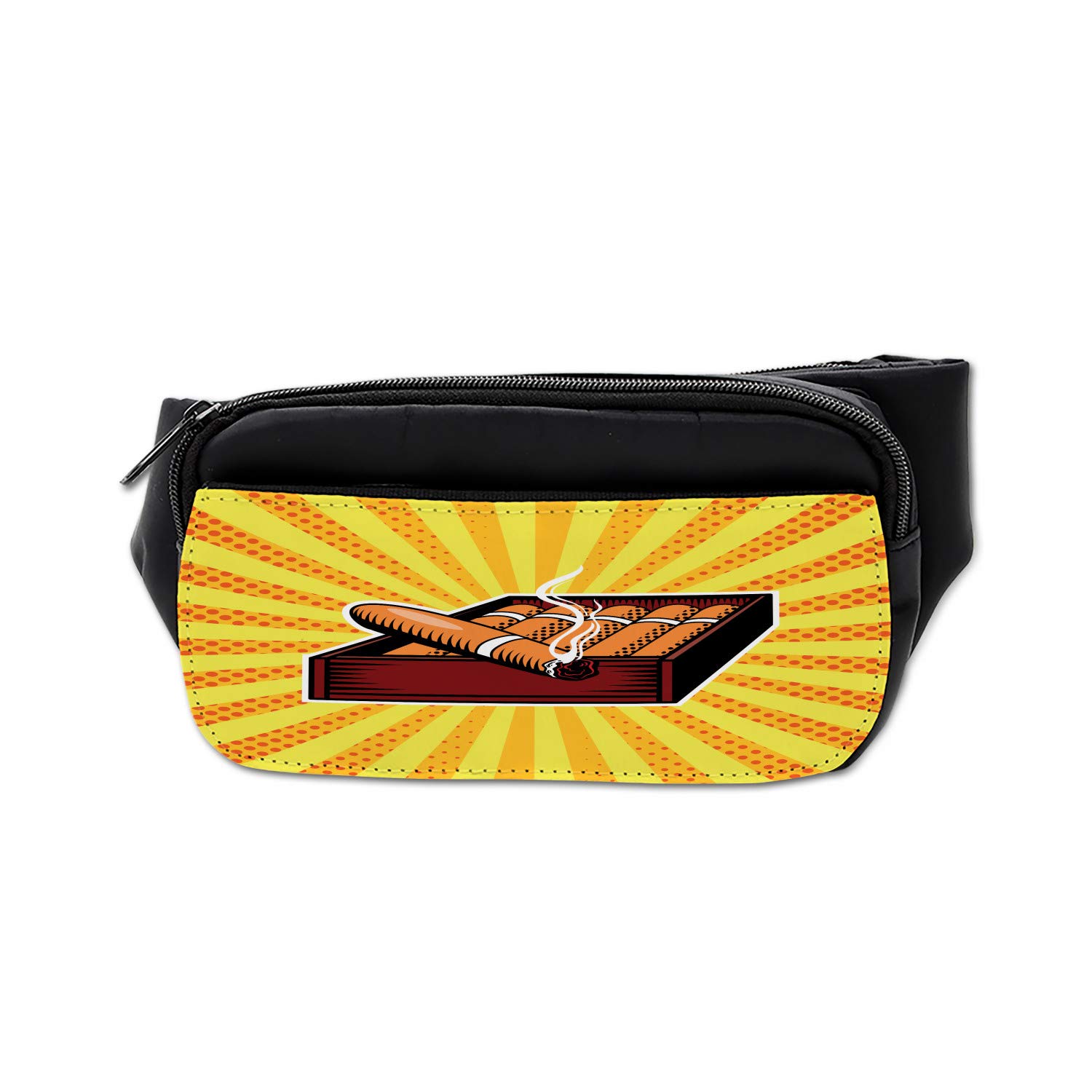 Ambesonne Cigar Bumbag - Vintage Pop Art Style Fanny Pack Waist Bag for Men & Women | Perfect for Music Festivals, Travel & Outdoor Adventures