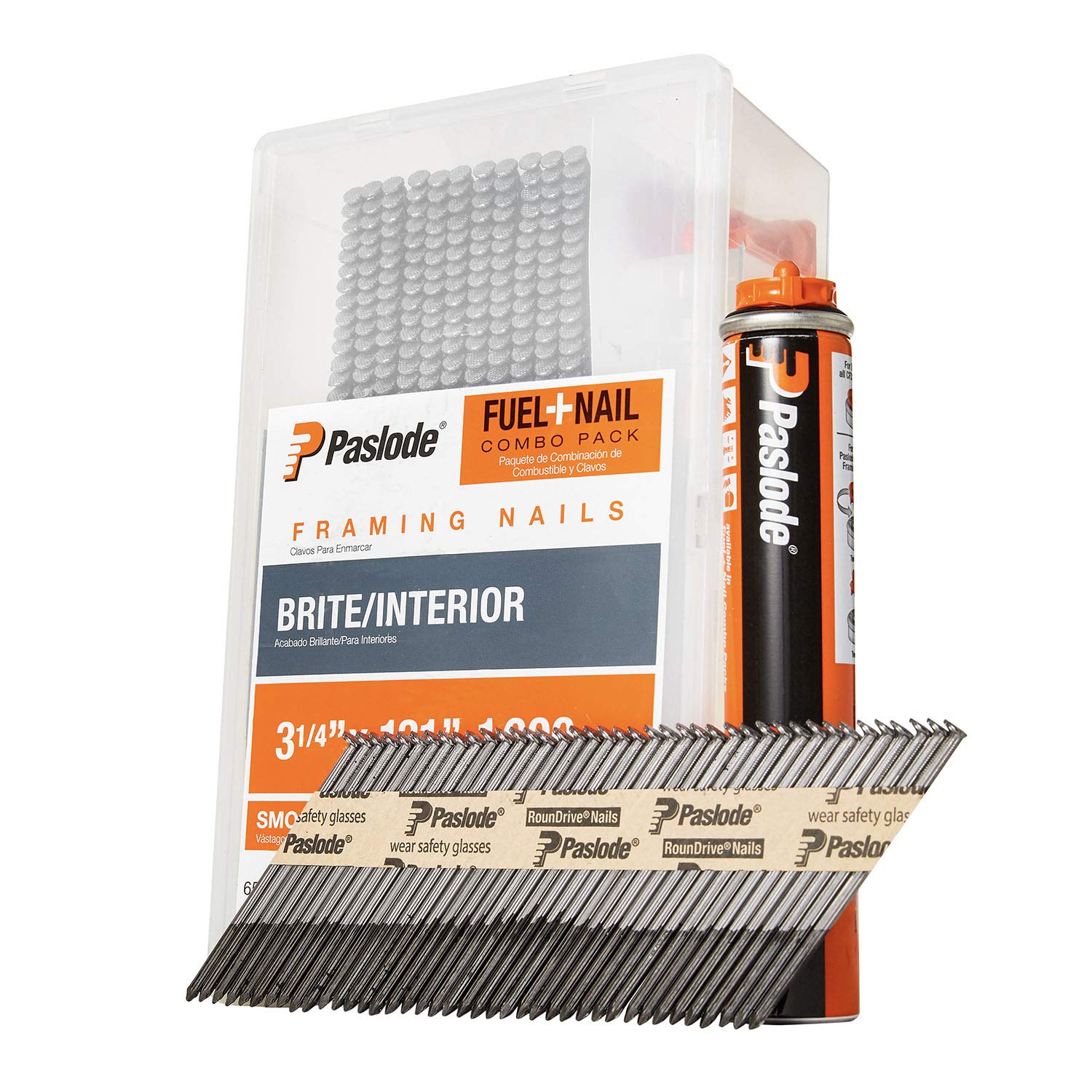 Paslode 3 1/4 Inch x .131 Gauge Smooth Brite Framing Nails with Fuel Cell - 1000 Nails & 1 Fuel Pack (650535) - Perfect for Wood Framing, Roofing, and Construction Projects
