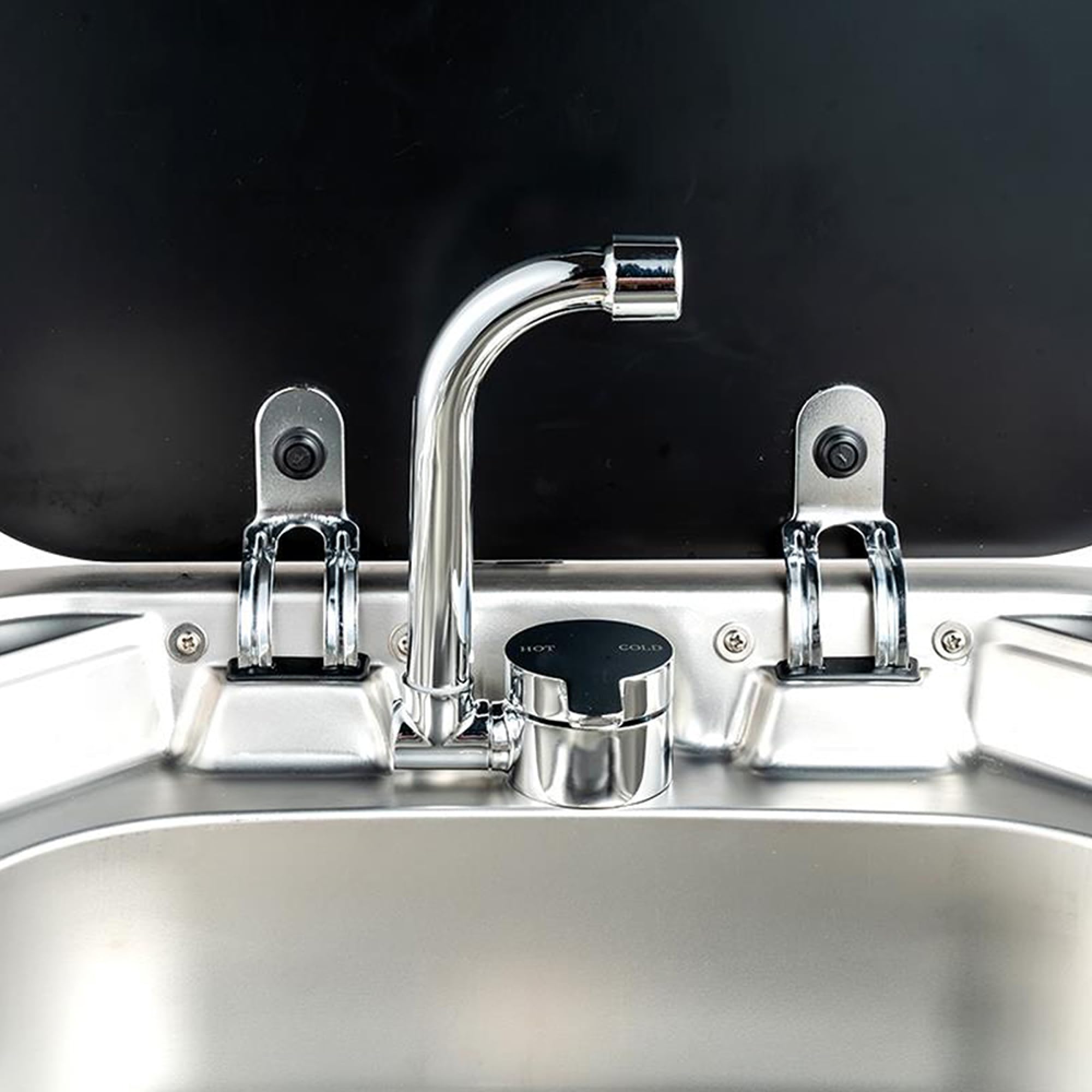 360° Rotating Foldable Kitchen Faucet - Single Handle Hot & Cold Water Mixer Tap with Copper Construction for RV, Boat, Camper & Tiny Homes | Perfect for Small Space Living, Outdoor Adventures & Mobile Kitchens