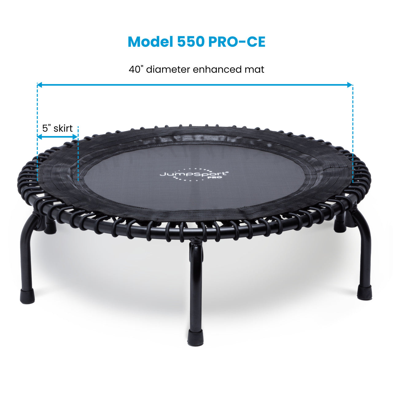 JUMPSPORT 570 PRO Fitness Trampoline with Safety Enclosure - 44 Inch Rebounder for Home Gym, Weight Loss & Cardio Workout | Perfect for Indoor Exercise, Kids Play & Family Fitness