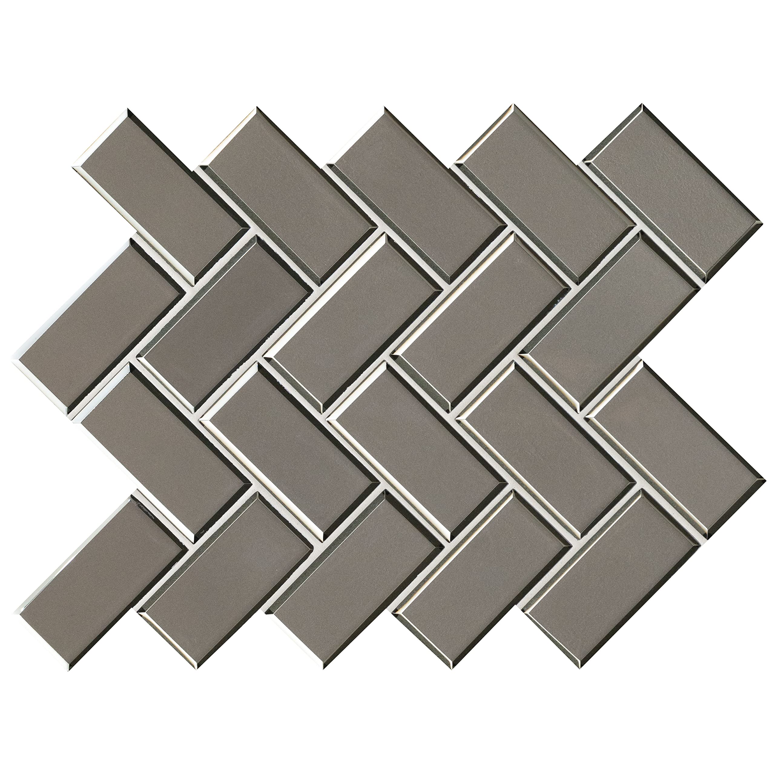MSI Champagne Bevel Herringbone Glass Mosaic Tile - 13.86