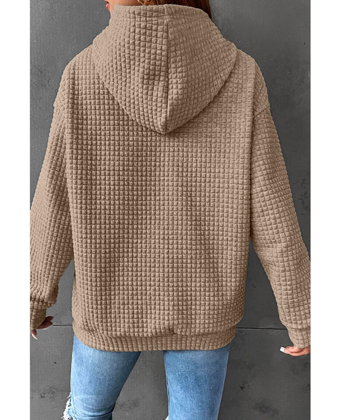 Women's Casual Drawstring Hooded Sweatshirt - Waffle Long Sleeve Pullover with Pocket | Cozy SELINK Hoodies for Everyday Wear, Lounge & Outdoor Activities