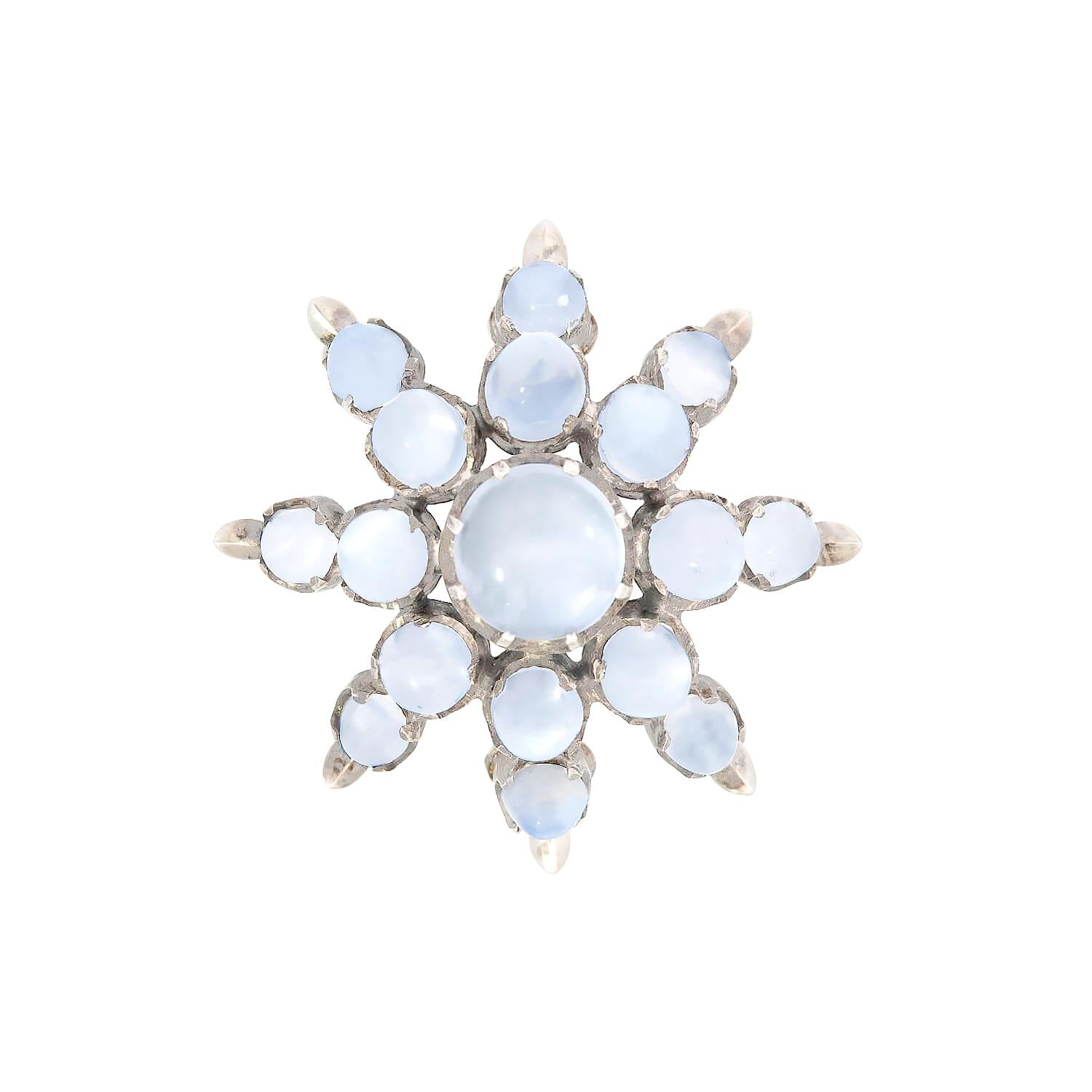 Victorian Style Sterling Silver Moonstone Starburst Pendant Necklace - Elegant Vintage Jewelry for Women - Perfect for Weddings, Parties & Special Occasions