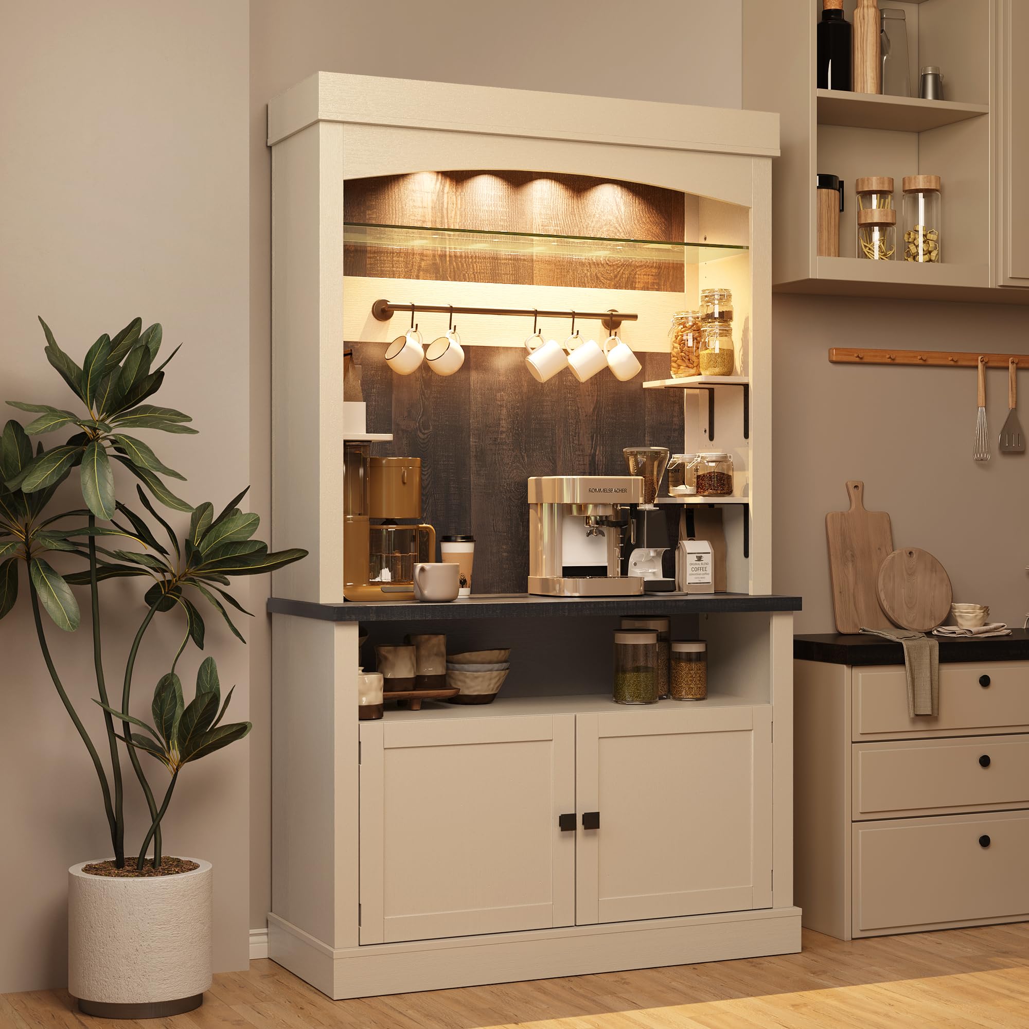 Farmhouse Coffee Bar Cabinet with Storage - 72