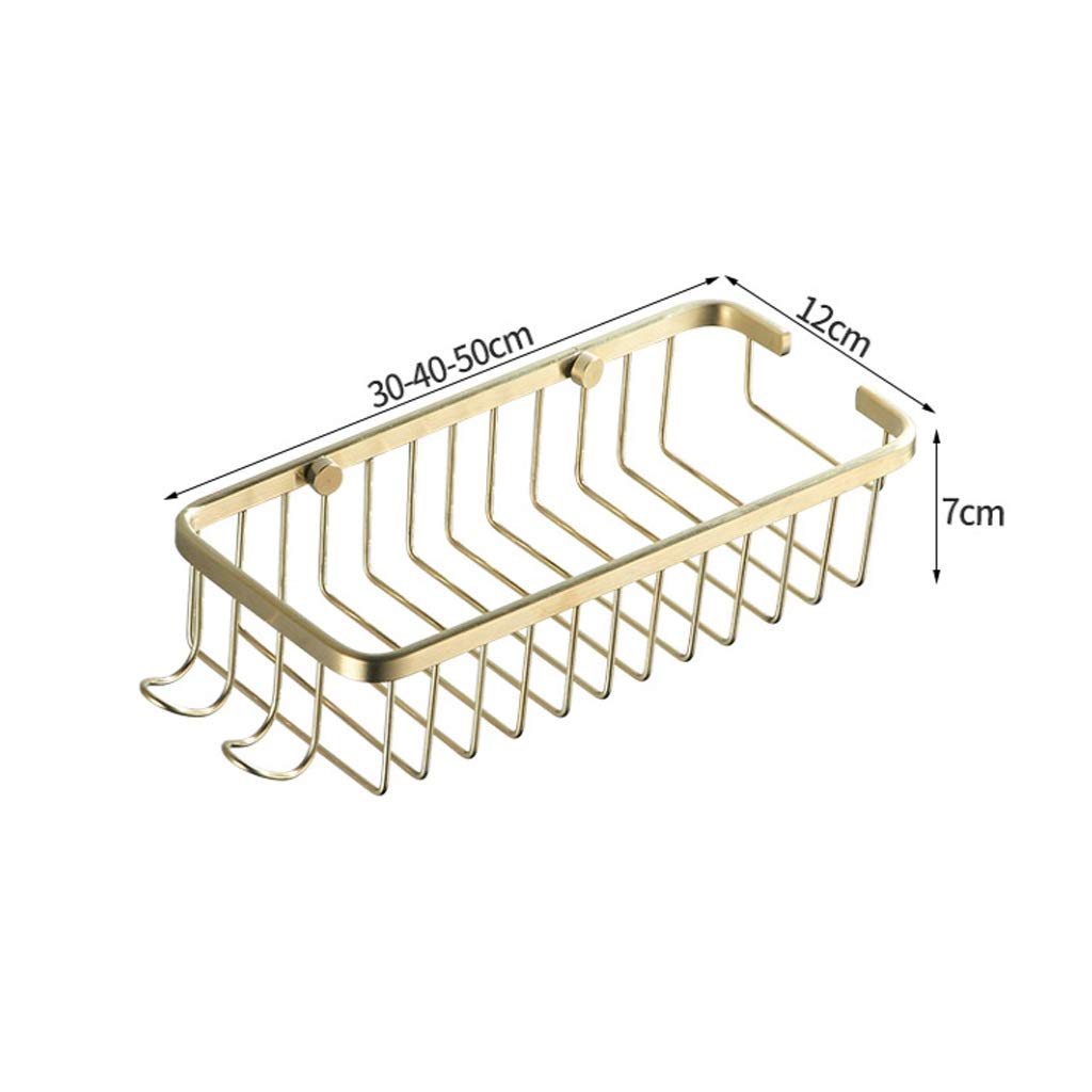 Stainless Steel Rectangle Bath & Kitchen Rack - Gold Bathroom Shelf Organizer (50cm) for Space Storage - Perfect for Shower, Vanity & Countertop Organization