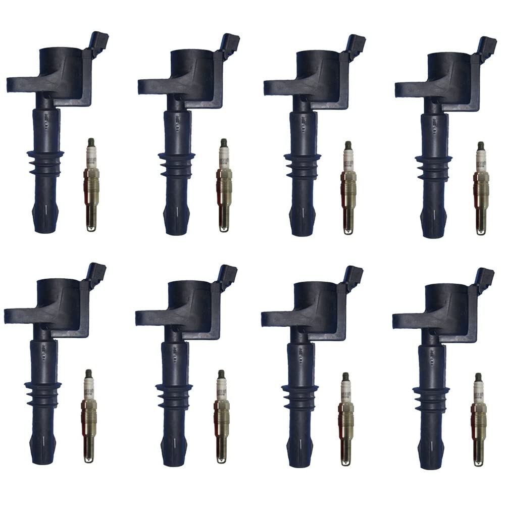 AD Auto Parts Ignition Coil Pack - 8 7805-1154 Ignition Coils + 8 OEM Spark Plugs for Ford F150 F250 F350 Expedition Lincoln Navigator - Perfect for Engine Performance & Smooth Driving