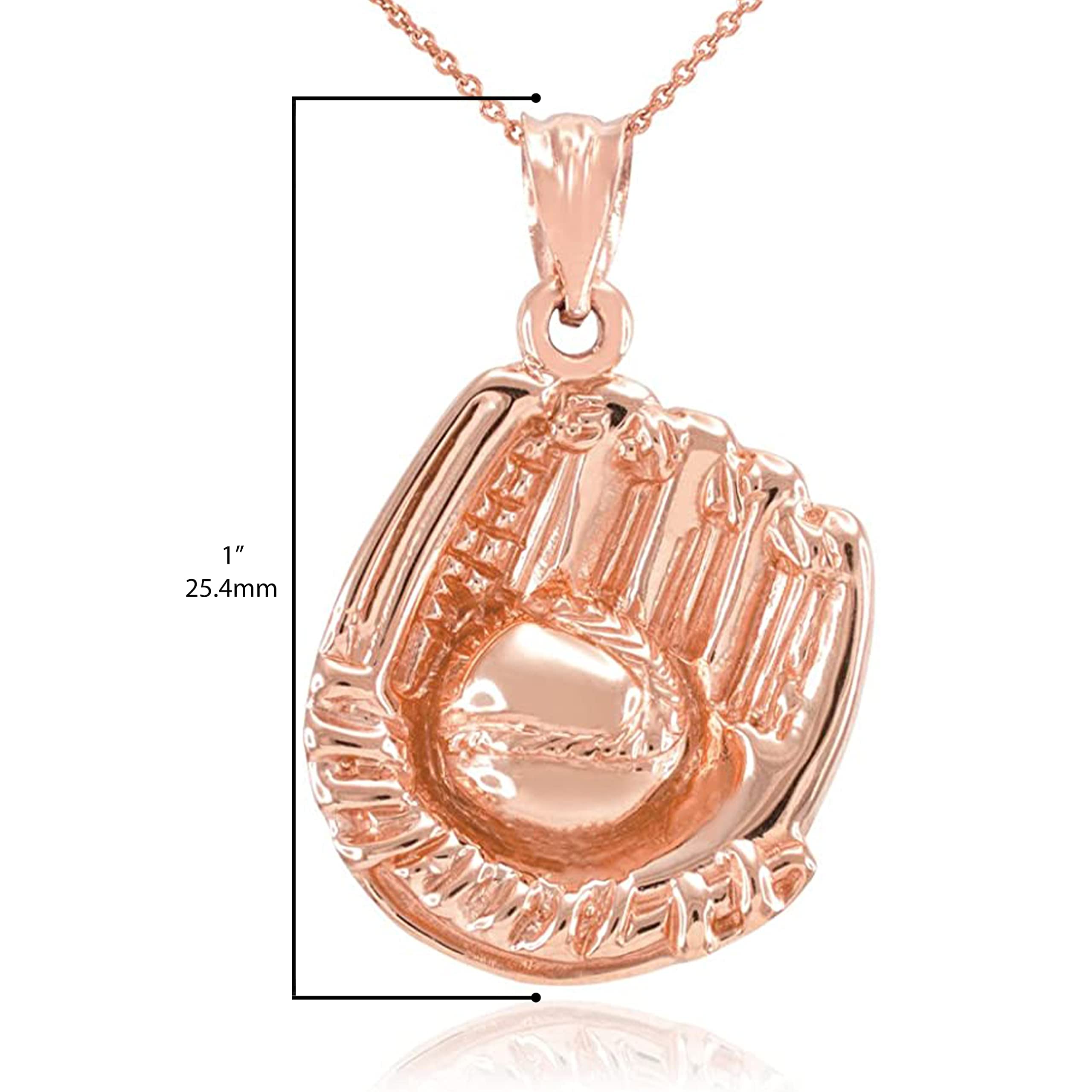 10K Rose Gold Baseball or Softball Glove & Ball Charm Pendant - Elegant Jewelry Gift for Players & Fans - Perfect for Necklaces, Bracelets & Sports Themed Outfits