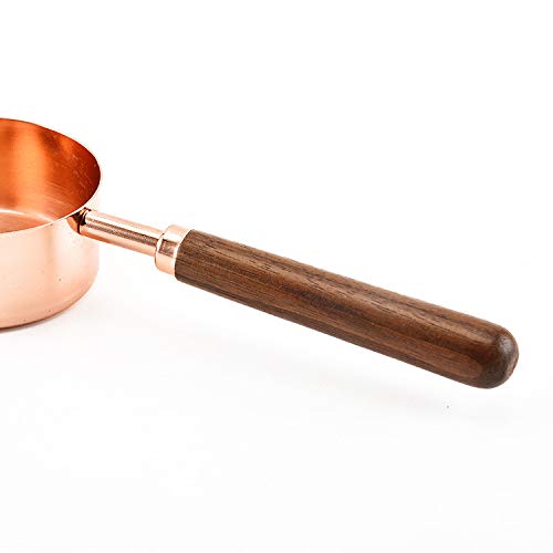 Premium Stainless Steel Measuring Cups and Spoons Set with Walnut Handle - 8-Piece Baking Essentials (4 Cups + 4 Spoons) in Elegant Rose Gold - Perfect for Home Baking, Cooking, and Gift Giving