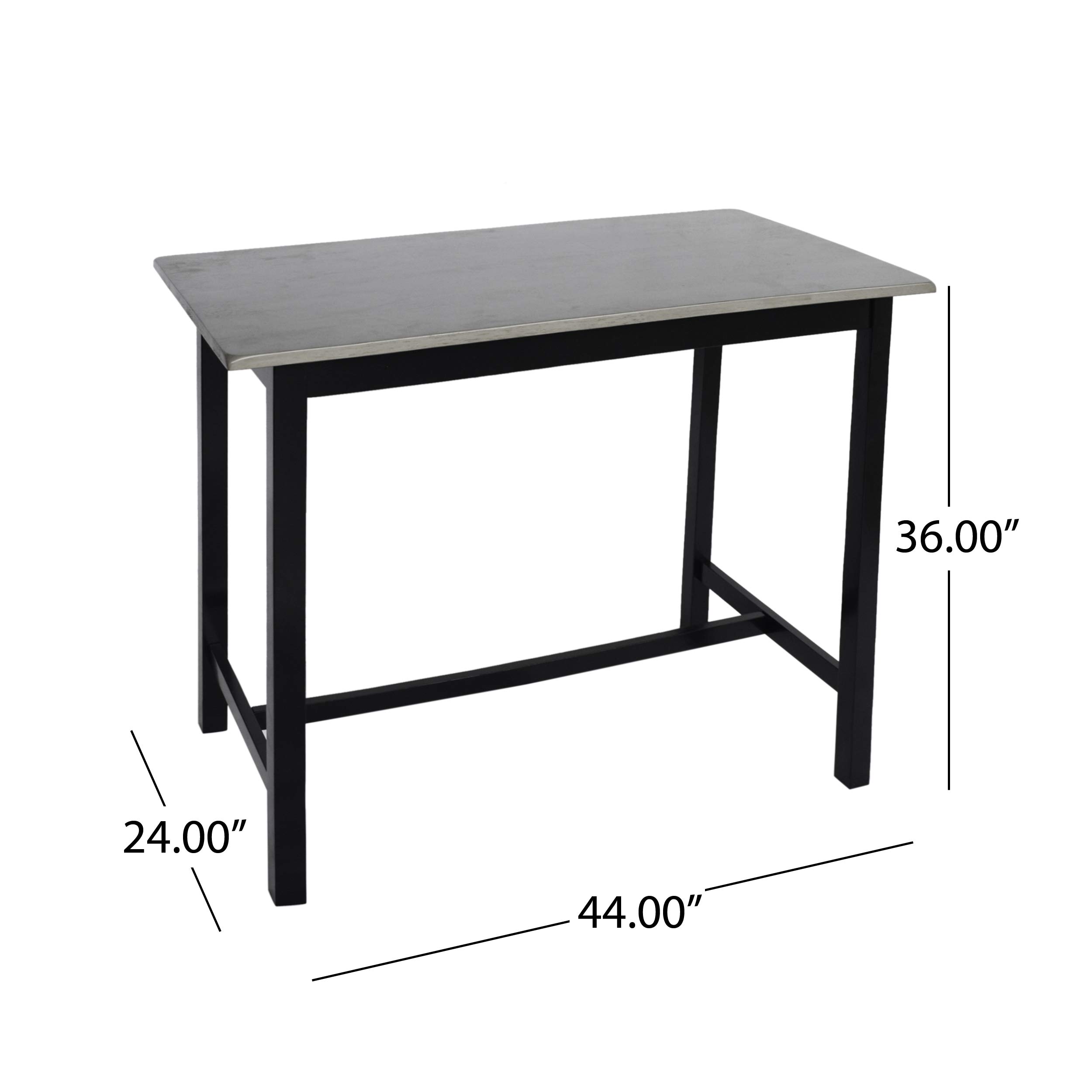 Farmhouse 4-Seater Rubberwood Counter Height Dining Set - Gray & Black - Rustic Kitchen Table & Stools for Small Spaces, Breakfast Nook, or Apartment Dining Area