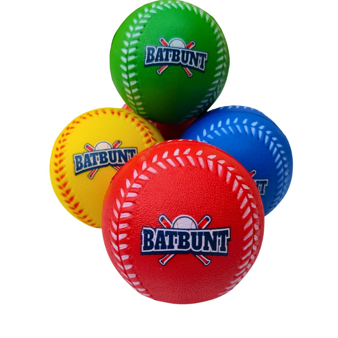Soft Foam Baseballs for Kids & Teens - 4 Pack Training Balls (Red, Blue, Yellow, Green) | Safe Squishy Practice Baseballs for Hitting Drills, T-Ball Games & Backyard Play | Perfect for Youth Baseball Training, Batting Practice & Replacement Balls