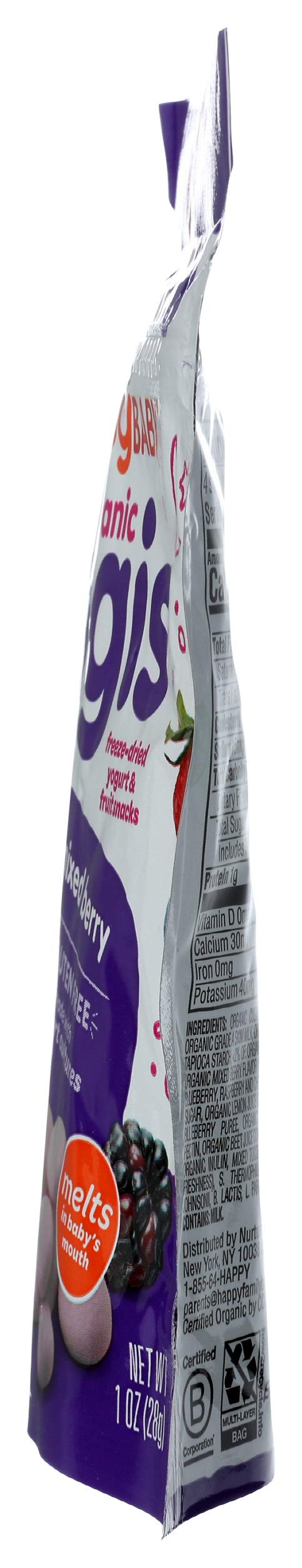 Organic Mixed Berry Yogurt Snacks for Babies - Happy Baby 1oz Pouch | Healthy Toddler Snack for On-the-Go, Daycare & Travel